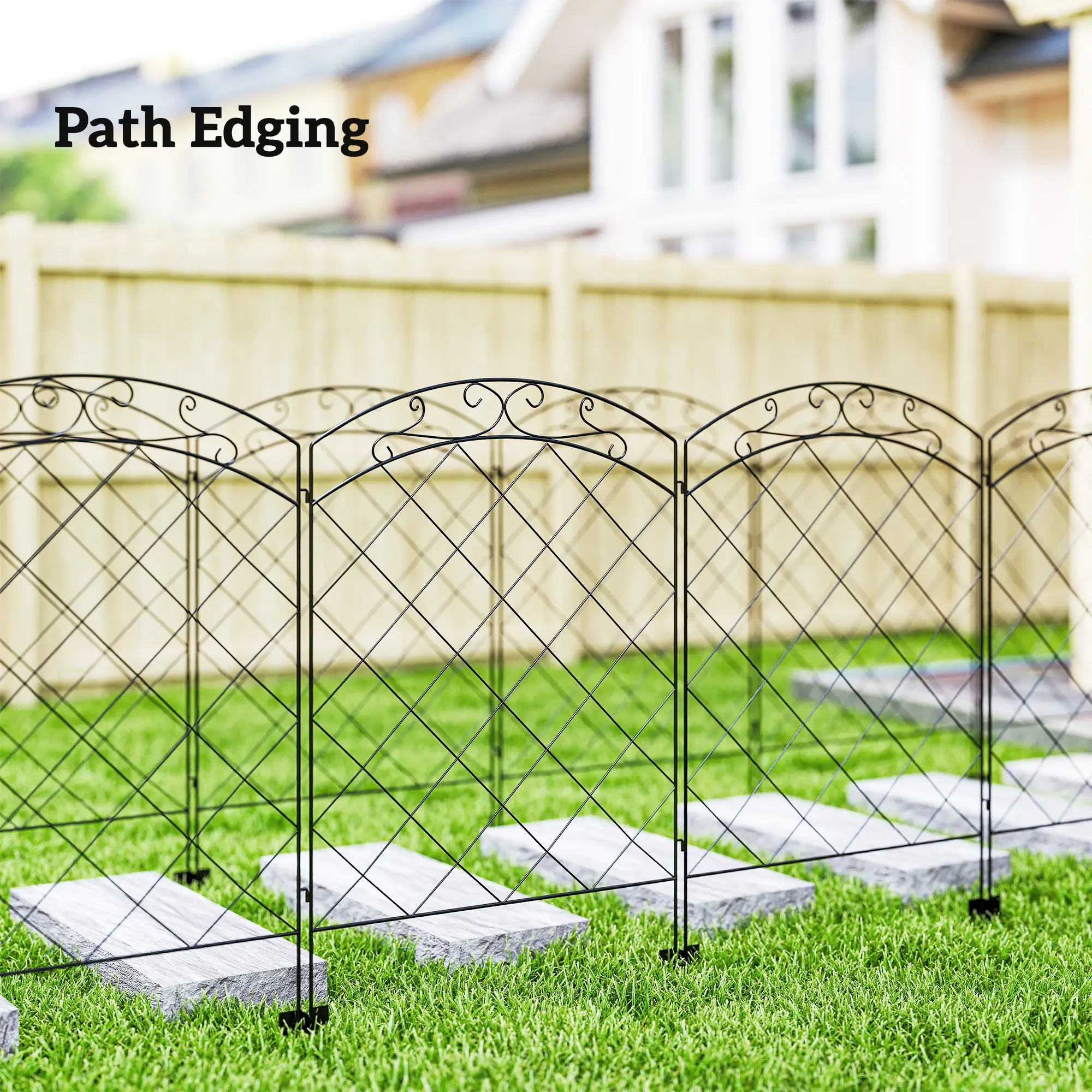 4 Pack Garden Fencing for Yard, Decorative Fence Panels as Animal Barrier and Flower Edging, Circle, Black - Image 10