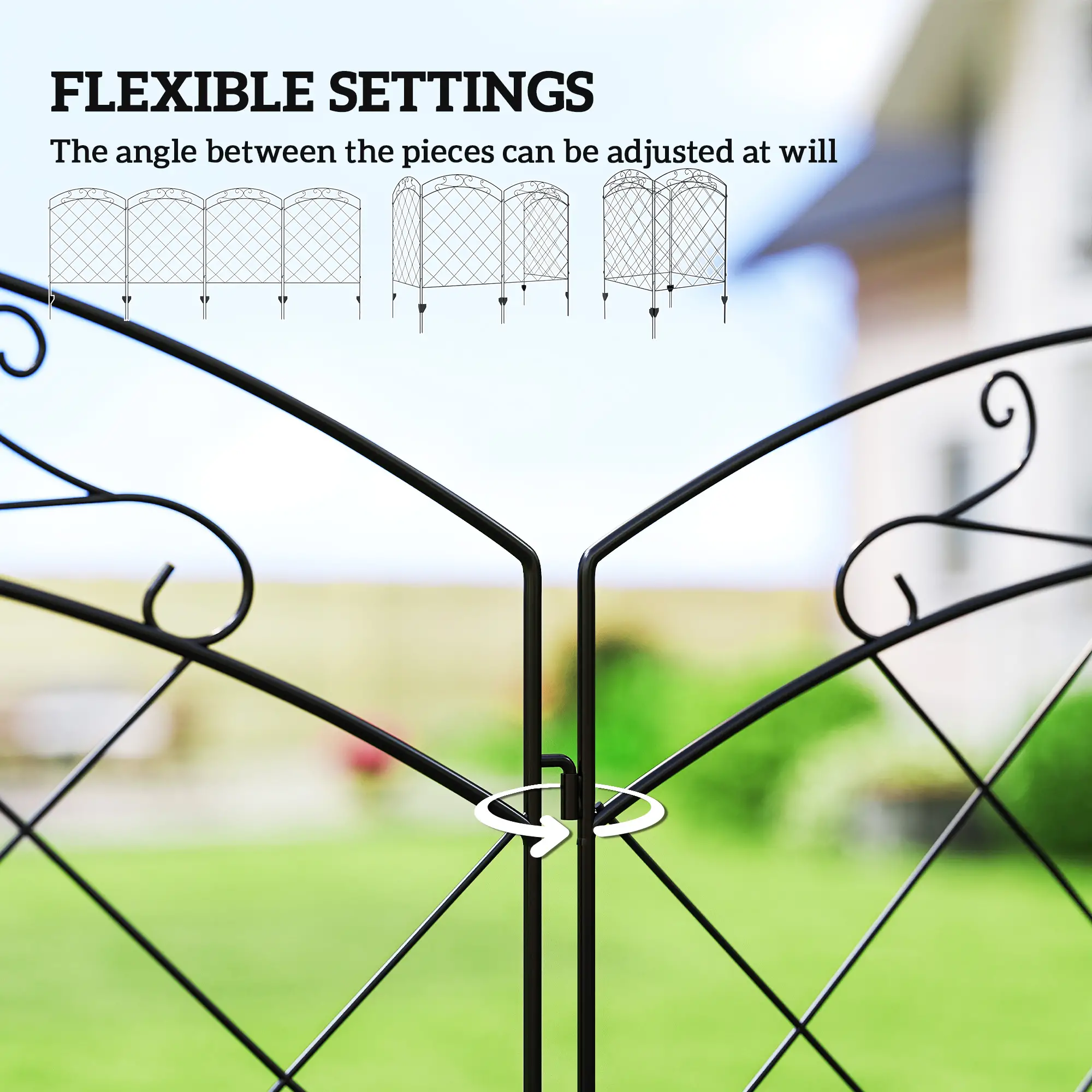 4 Pack Garden Fencing for Yard, Decorative Fence Panels as Animal Barrier and Flower Edging, Circle, Black - Image 5