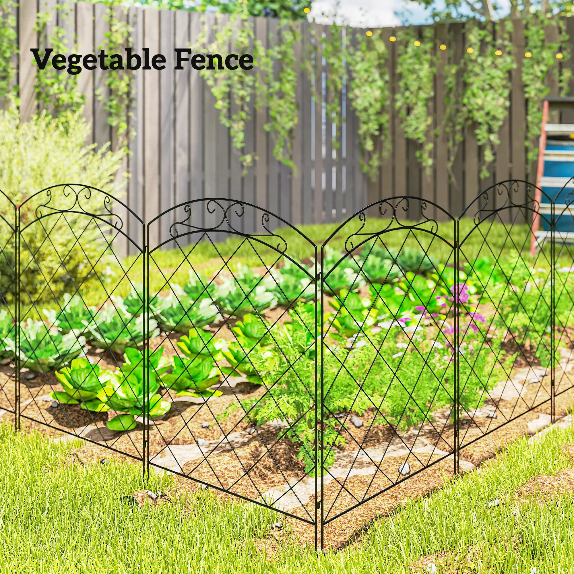 4 Pack Garden Fencing for Yard, Decorative Fence Panels as Animal Barrier and Flower Edging, Circle, Black - Image 9
