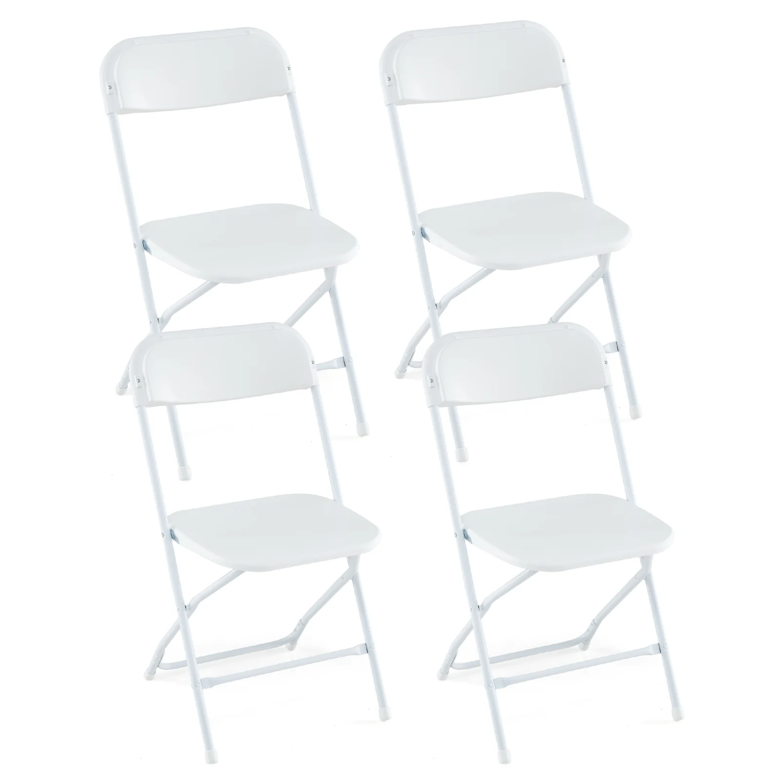 4 Pack Metal Folding Chairs, Plastic Seat And Back, White - Image 4
