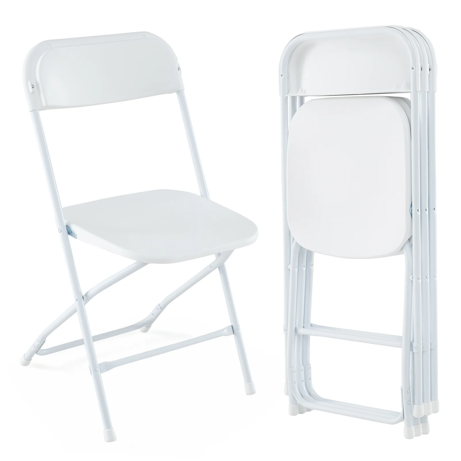 4 Pack Metal Folding Chairs, Plastic Seat And Back, White - Image 5