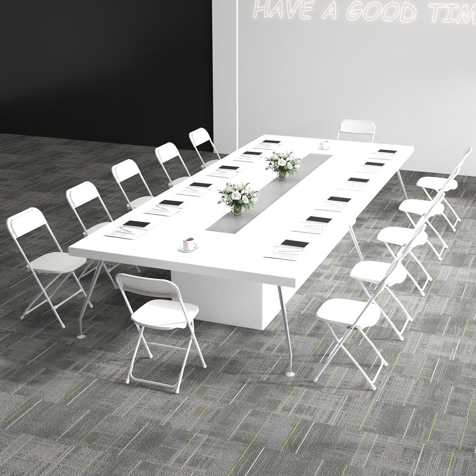 4 Pack Metal Folding Chairs, Plastic Seat And Back, White - Image 7