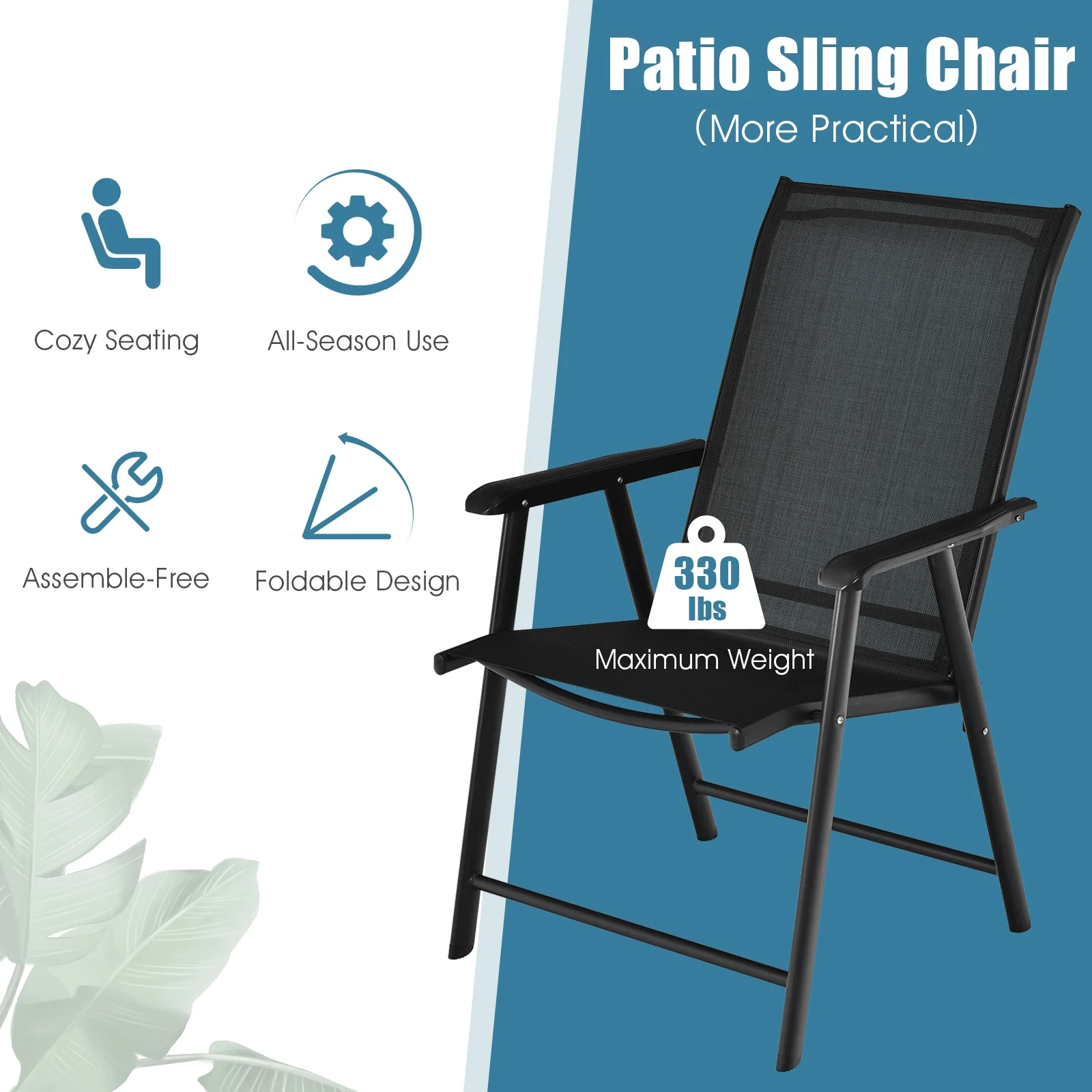 4-Pack Portable Folding Chairs, Outdoor Camping, Black - Image 3