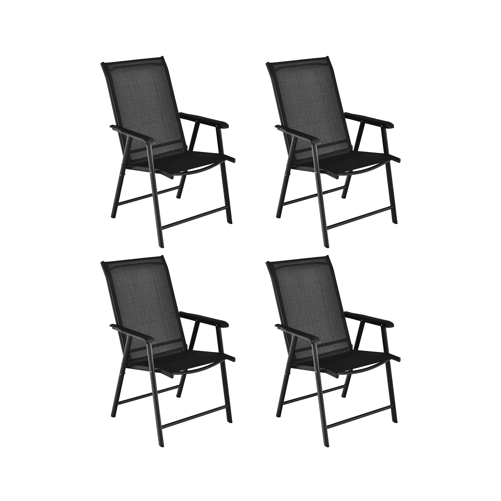 4-Pack Portable Folding Chairs, Outdoor Camping, Black - Image 4