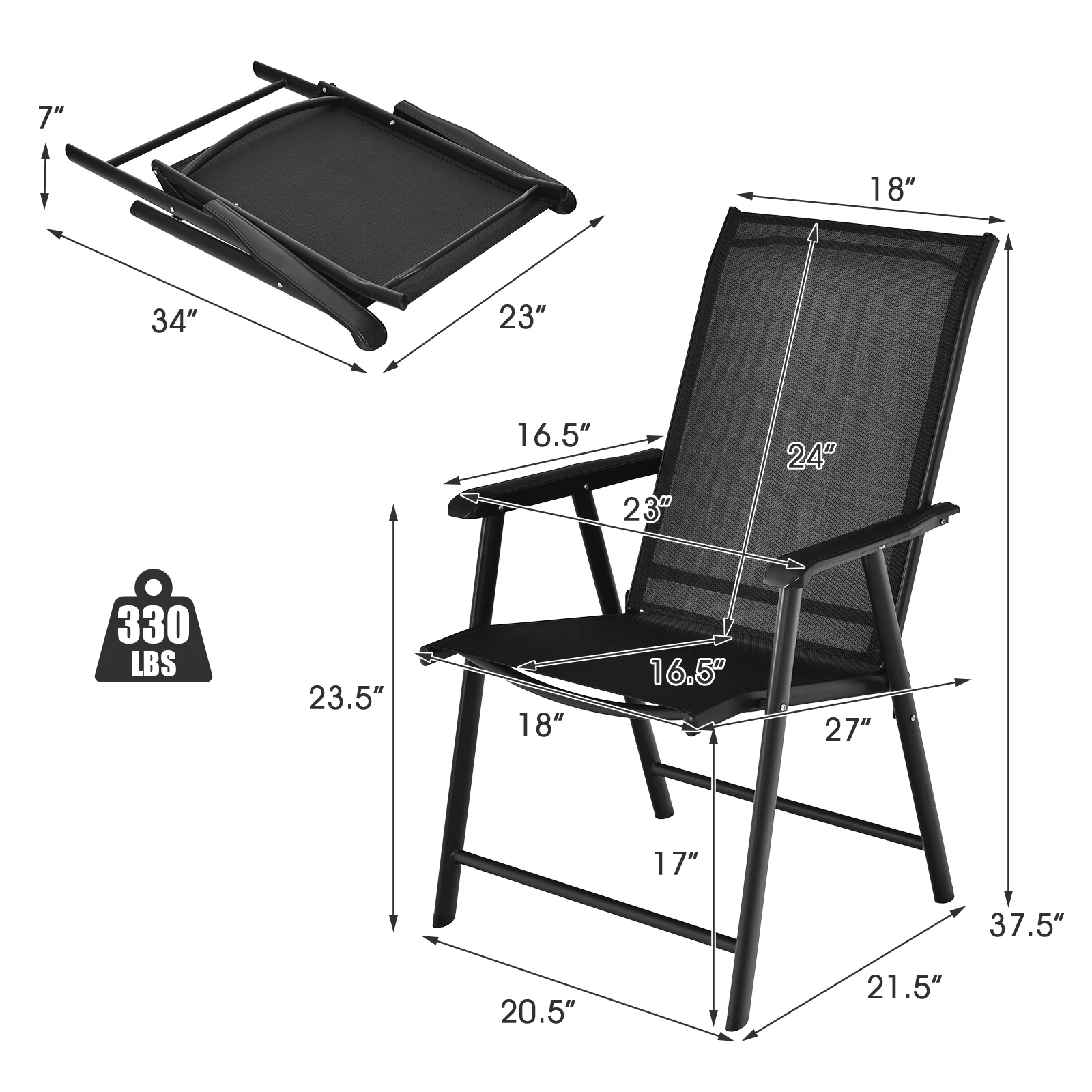 4-Pack Portable Folding Chairs, Outdoor Camping, Black - Image 5