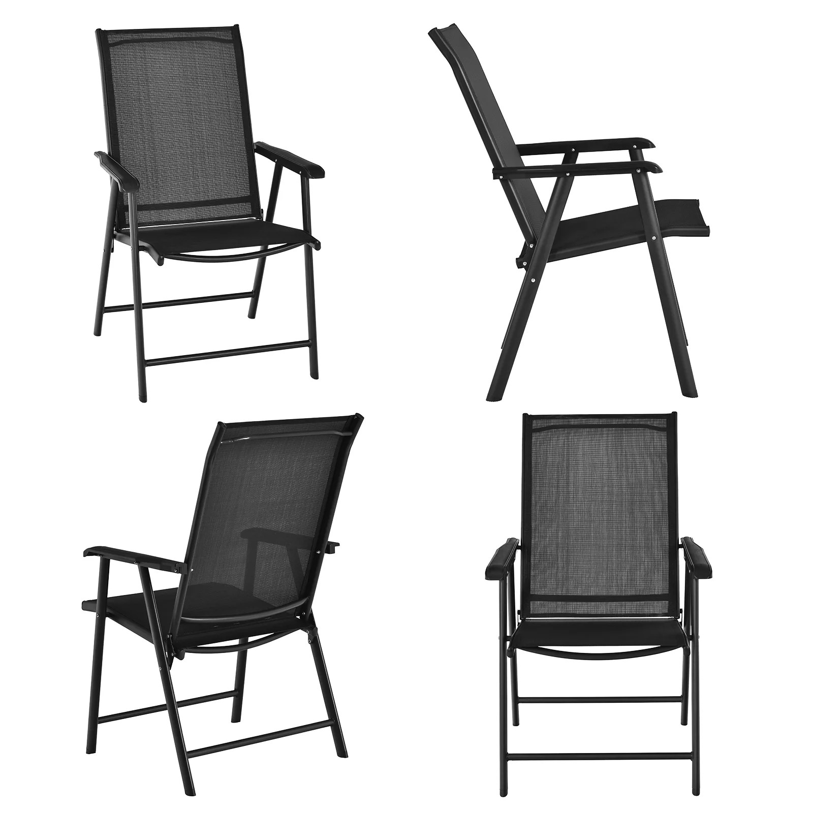 4-Pack Portable Folding Chairs, Outdoor Camping, Black - Image 8