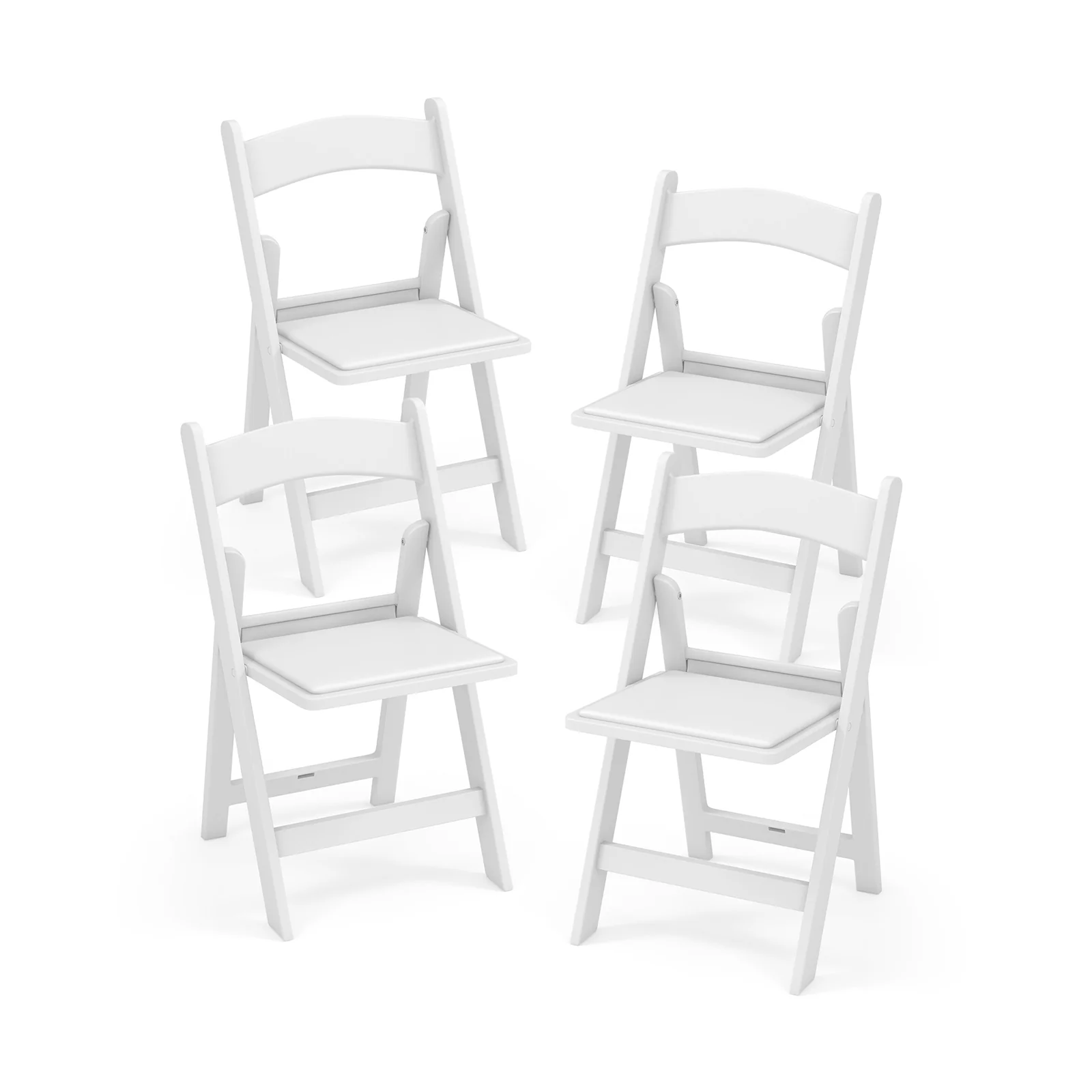 4 Pack Resin Folding Chairs, Padded Seat, White - Image 4