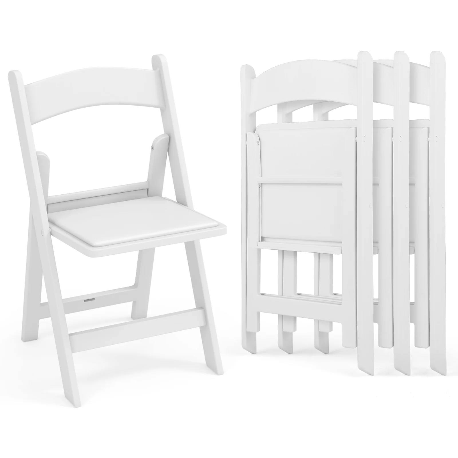 4 Pack Resin Folding Chairs, Padded Seat, White - Image 5