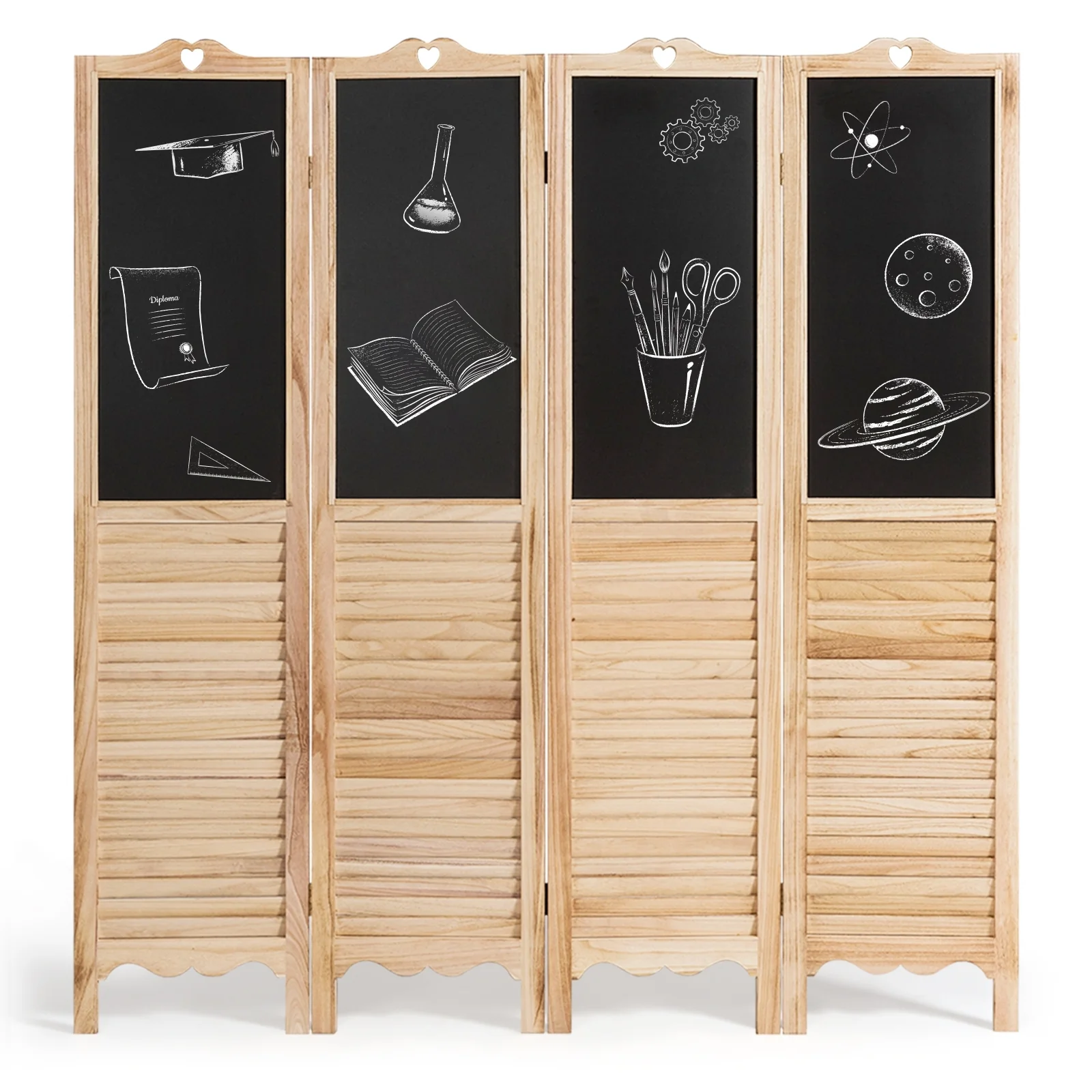 4-Panel Folding Privacy Room Divider Screen, Natural - Image 4