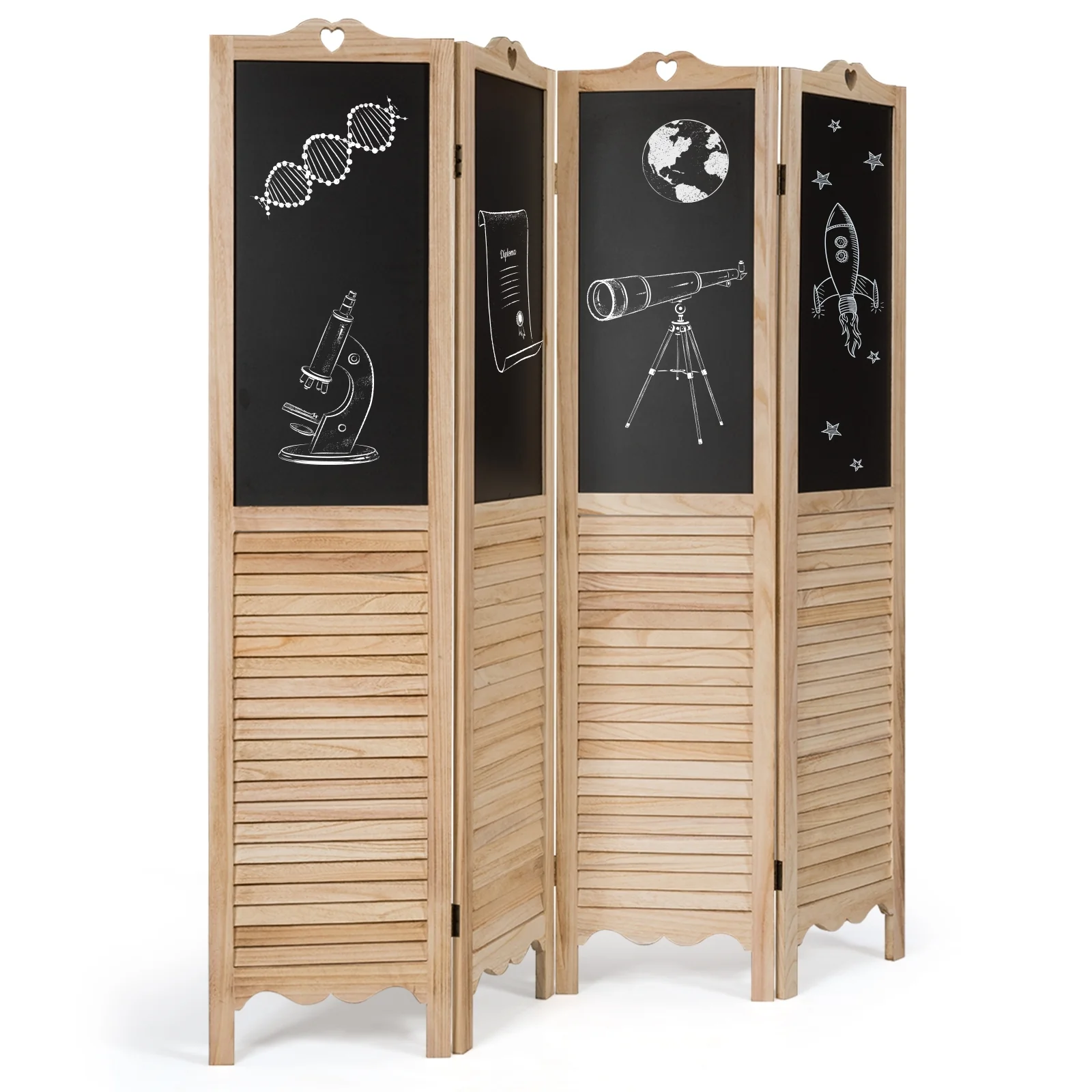 4-Panel Folding Privacy Room Divider Screen, Natural - Image 9