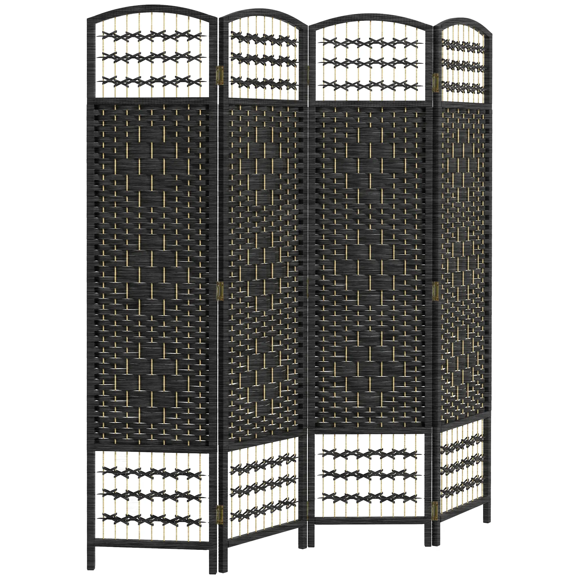 4 Panel Folding Room Divider, Portable Privacy Screen, Black