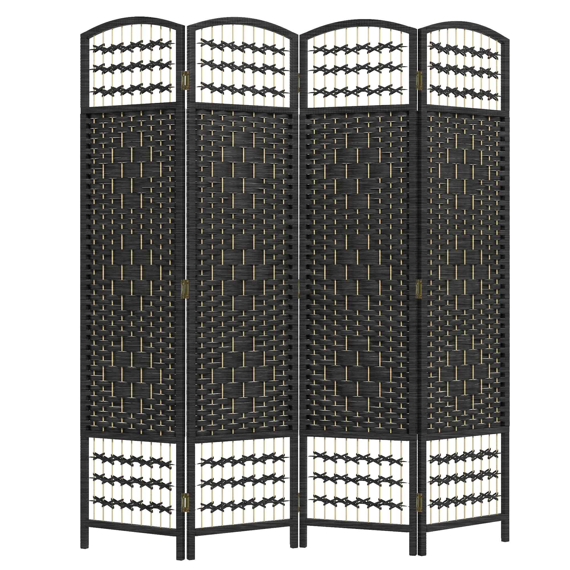 4 Panel Folding Room Divider, Portable Privacy Screen, Black - Image 11