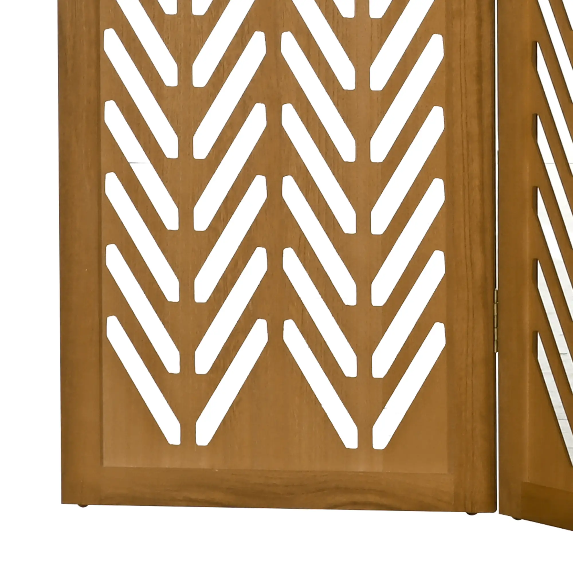 4 Panel Room Divider, 5.6ft Tall, Wood Folding Privacy Screen, Light Brown - Image 9