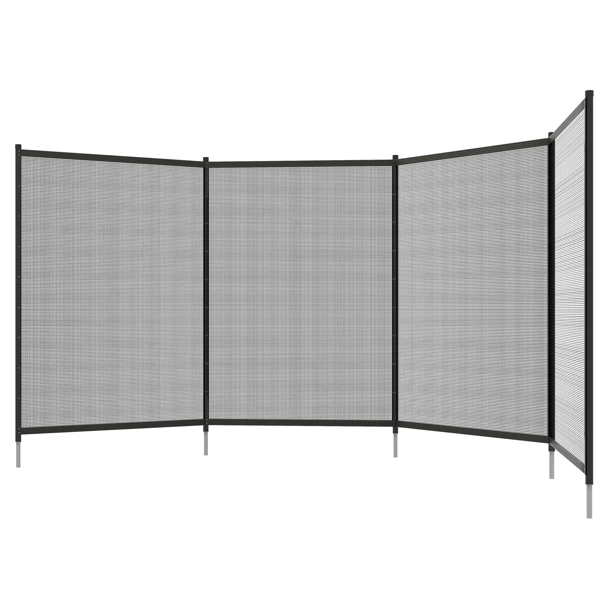 4 Panel Swimming Pool Fence, Aluminum Rustproof, 4' x 12', Black