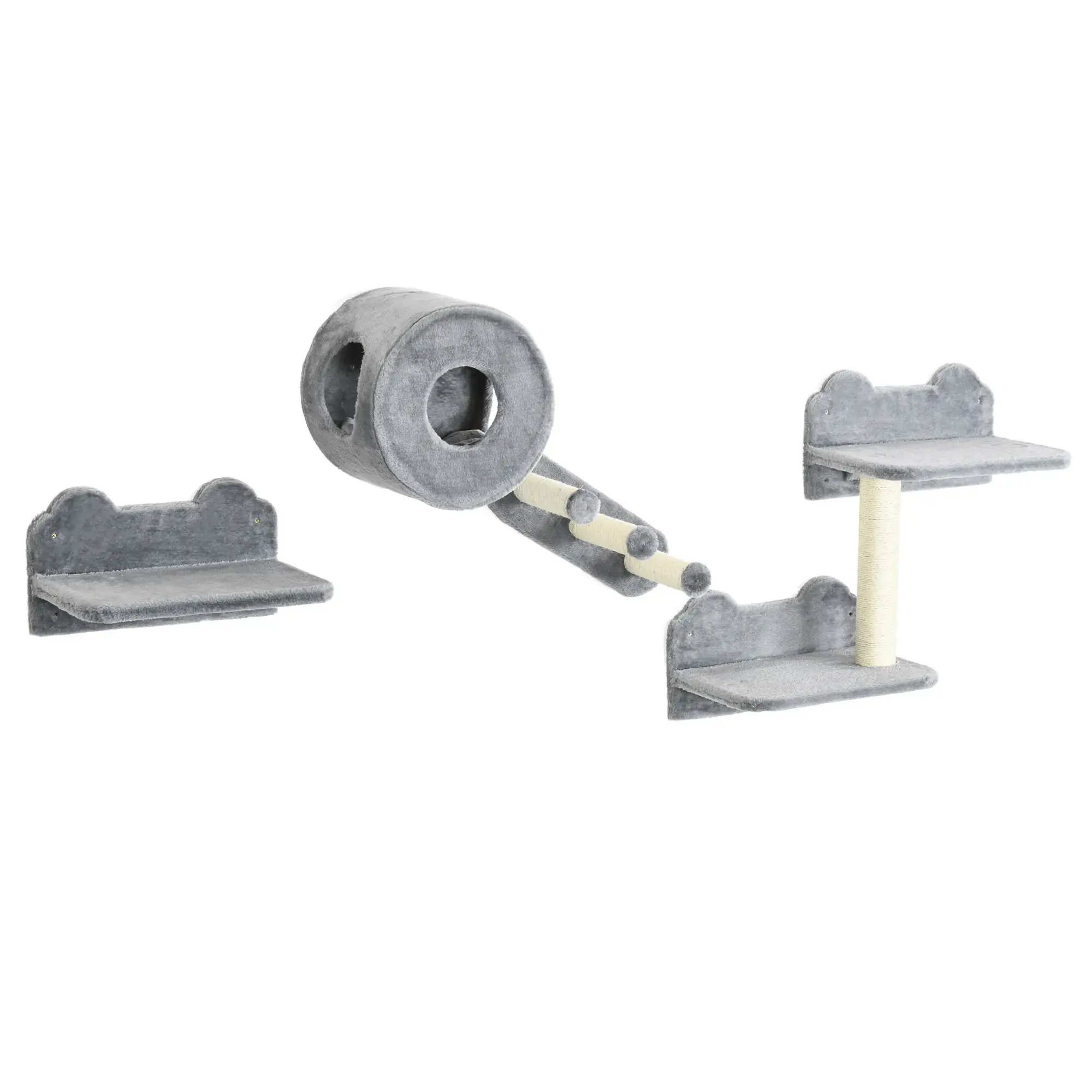 4 Pcs 9.3" H Cat Wall Shelves, Pet Climbing Shelf Set, Grey - Image 11