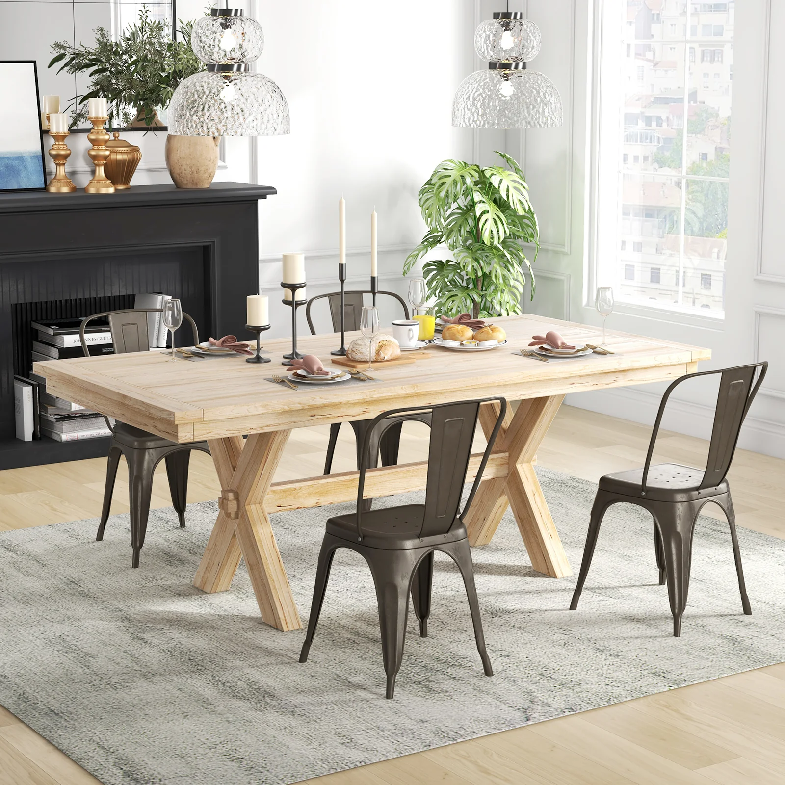 4 Pcs Modern Bar Stools with Removable Back and Rubber Feet, Dark Brown - Image 3