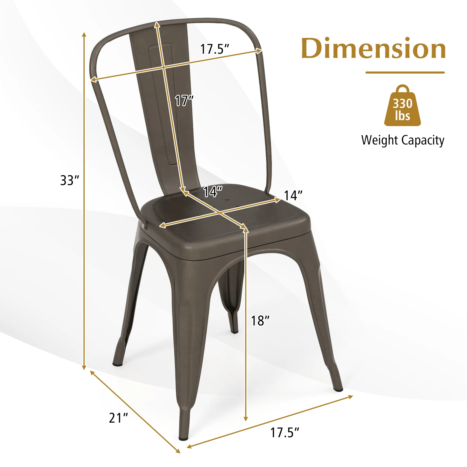 4 Pcs Modern Bar Stools with Removable Back and Rubber Feet, Dark Brown - Image 5