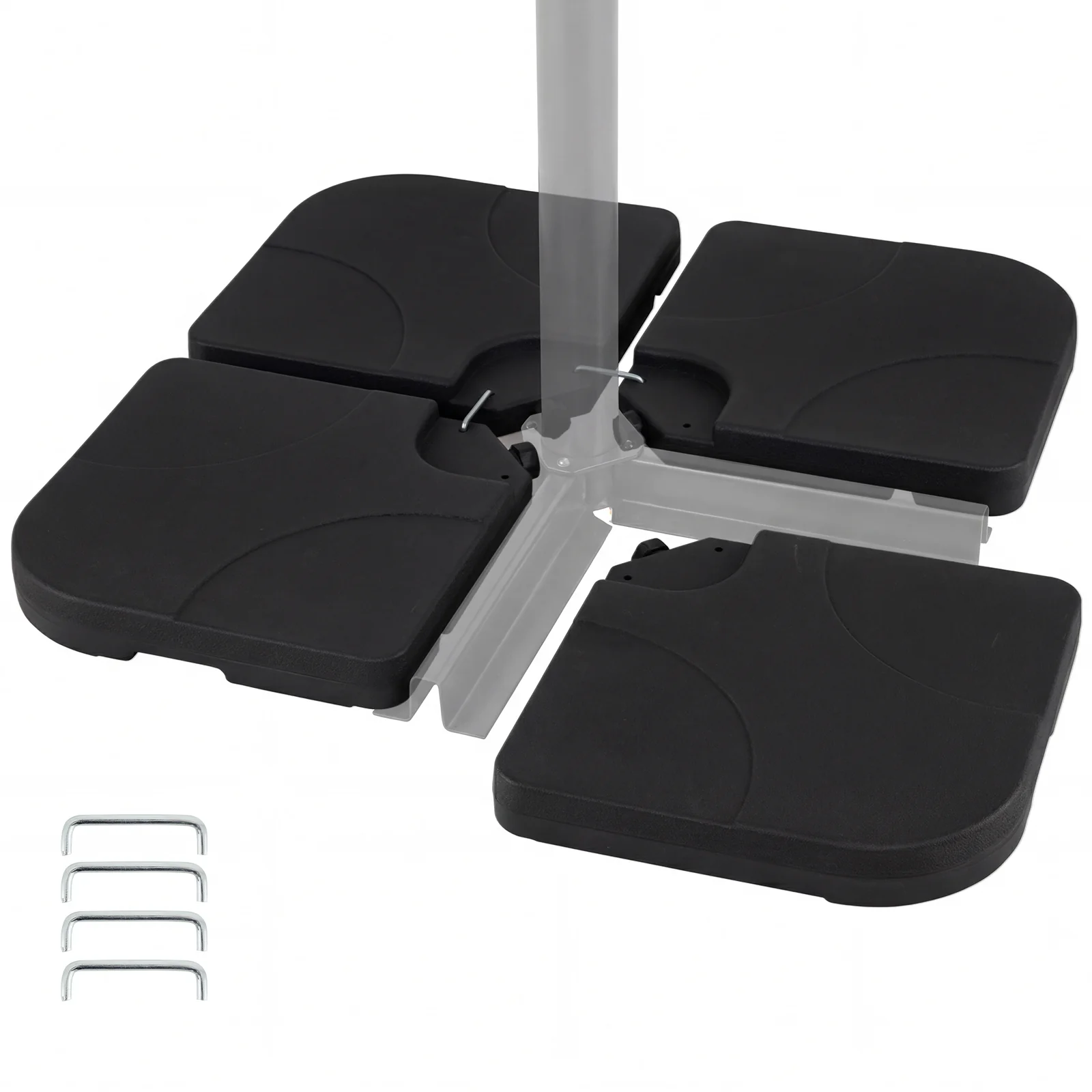 4-Piece Cantilever Offset Base 164 LBS Heavy-Duty Square with U-Locking Pins, Black - Image 4