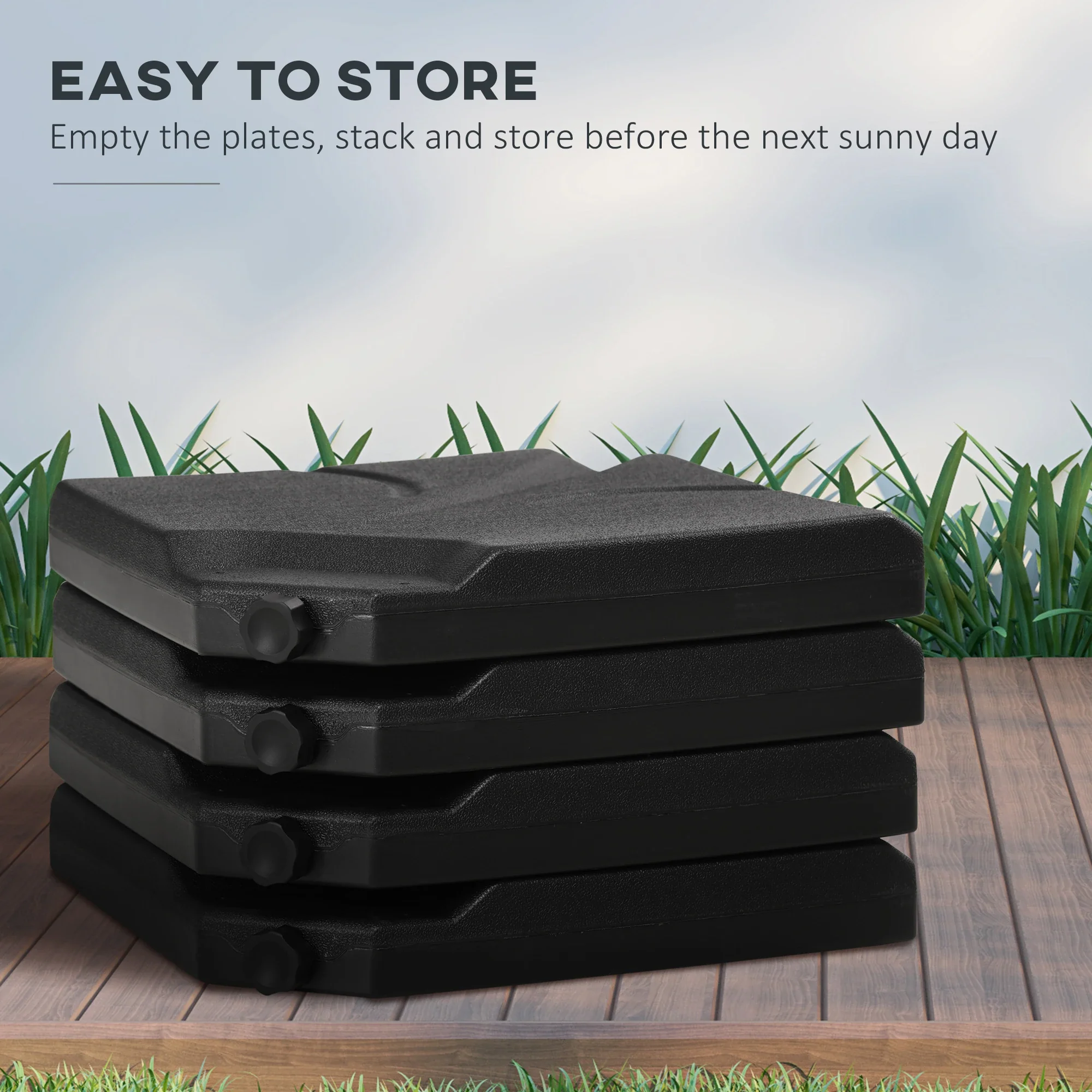 4 Piece Cantilever Umbrella Base, 123 lb Water or 158 lb Sand, Black - Image 7