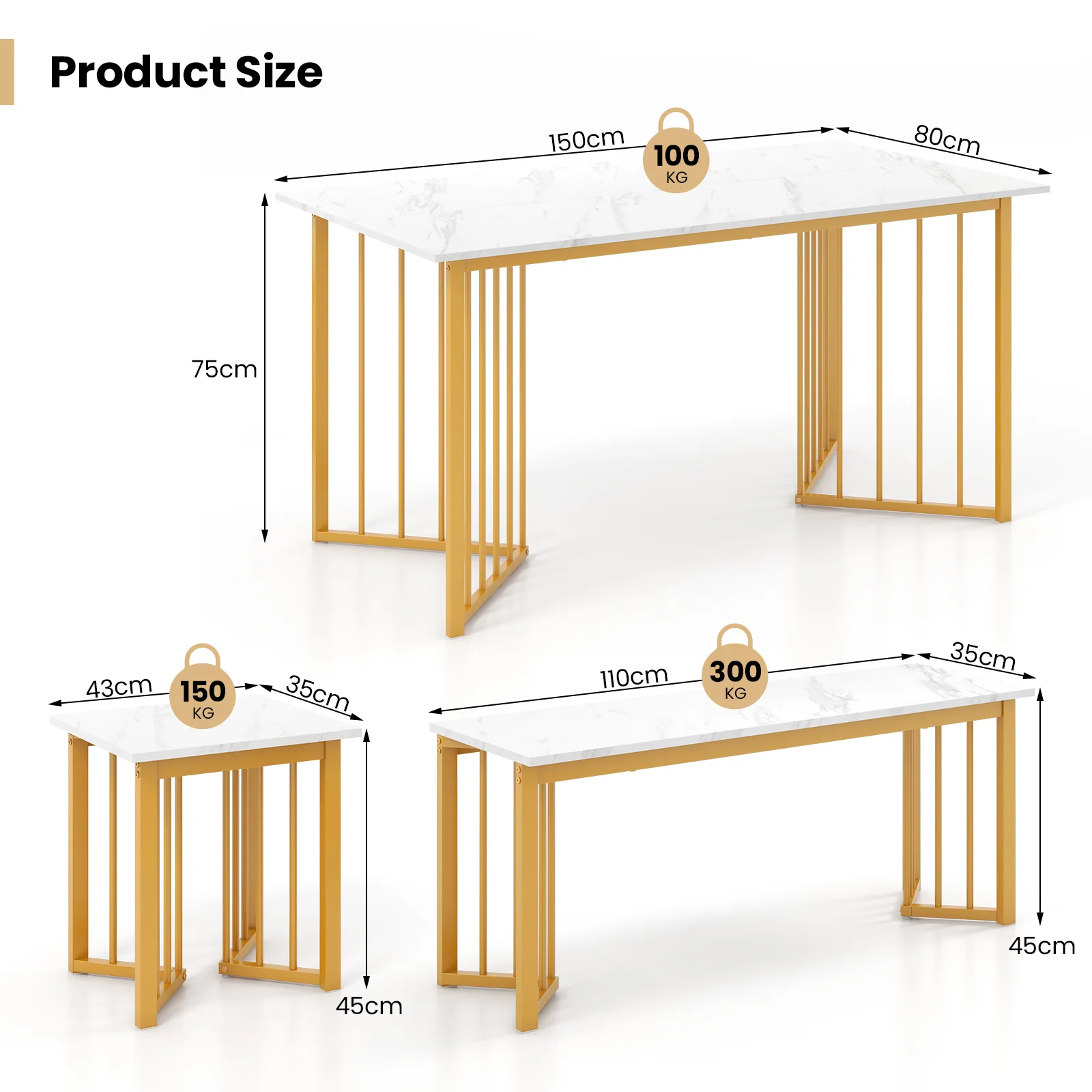 4 Piece Dining Table Set With Bench, 2 Stools, White - Image 7