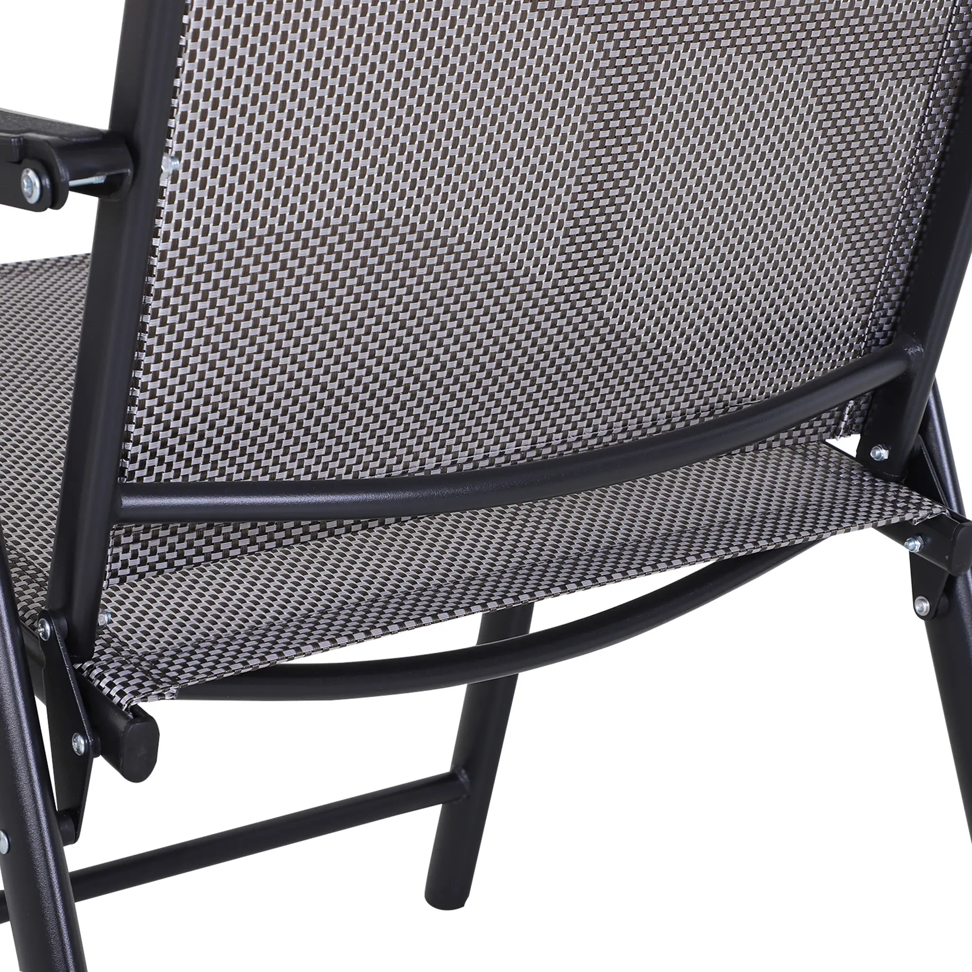 4-Piece Folding Chair Set, Outdoor Furniture with Armrests, Grey - Image 7