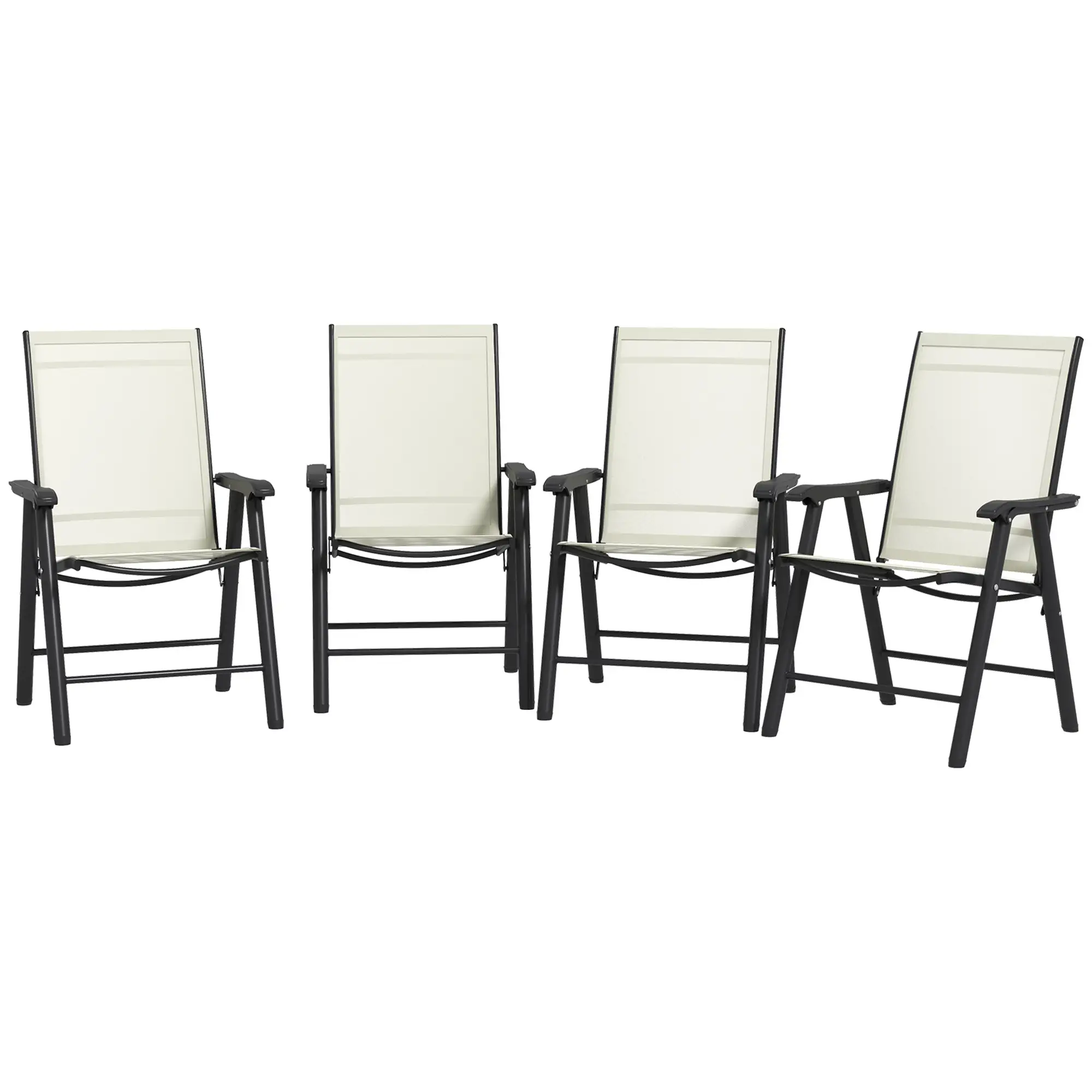 4-Piece Folding Chair Set, Patio Balcony Garden, Comfortable, Beige