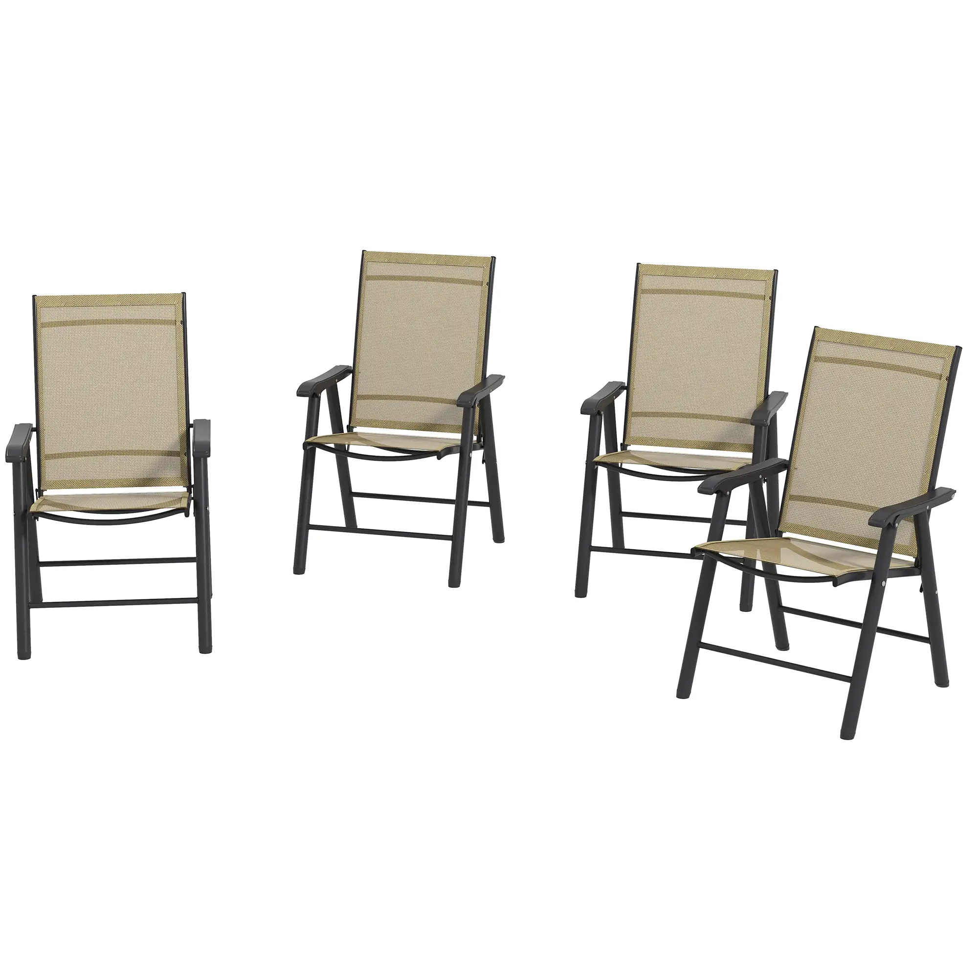 4-Piece Folding Chair Set, Patio Balcony Garden, Comfortable, Brown