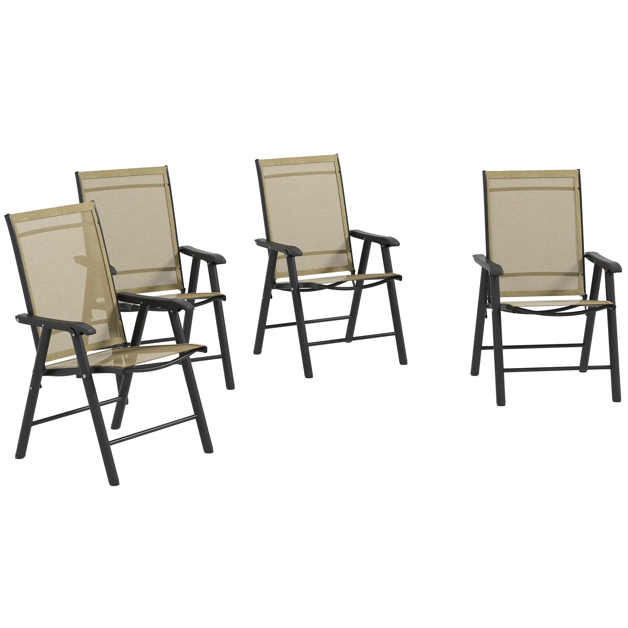 4-Piece Folding Chair Set, Patio Balcony Garden, Comfortable, Brown - Image 11