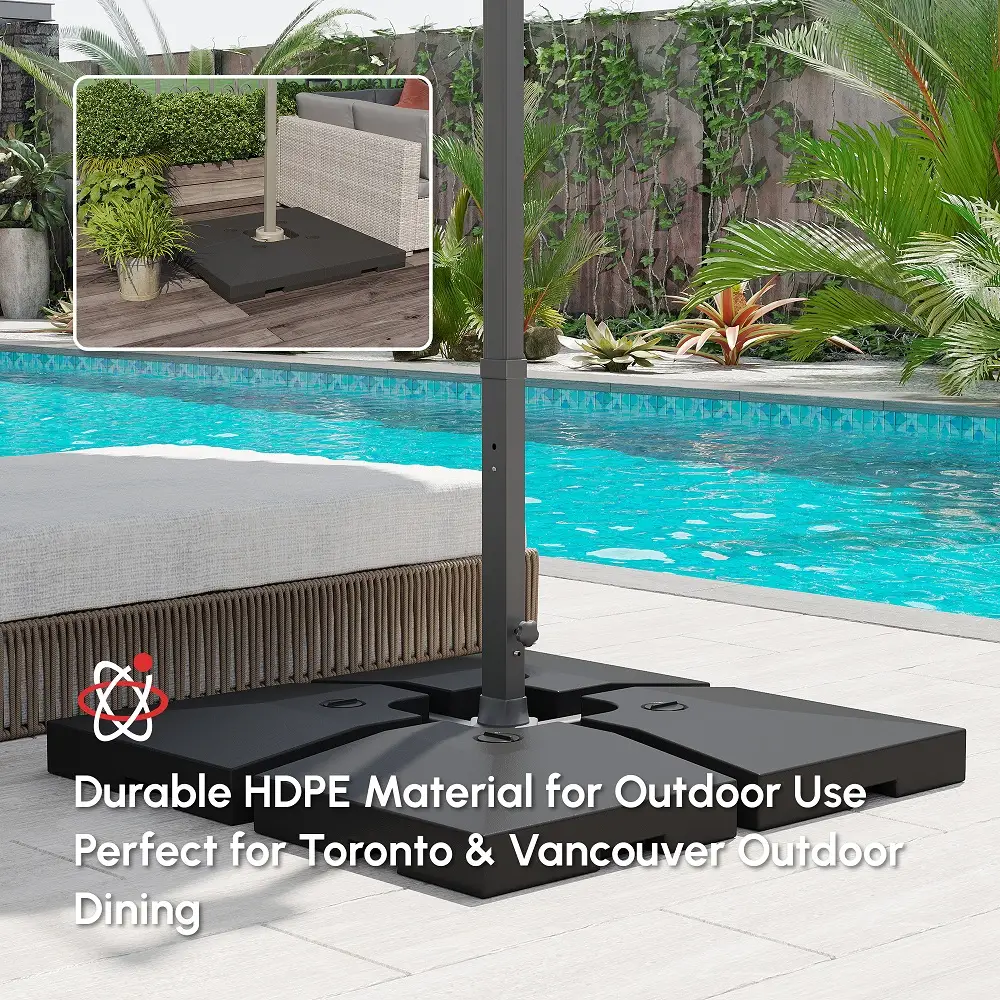 4 Piece Heavy Duty Square Offset Umbrella Stand, 264Lbs Sand, 176Lbs Water - Image 5