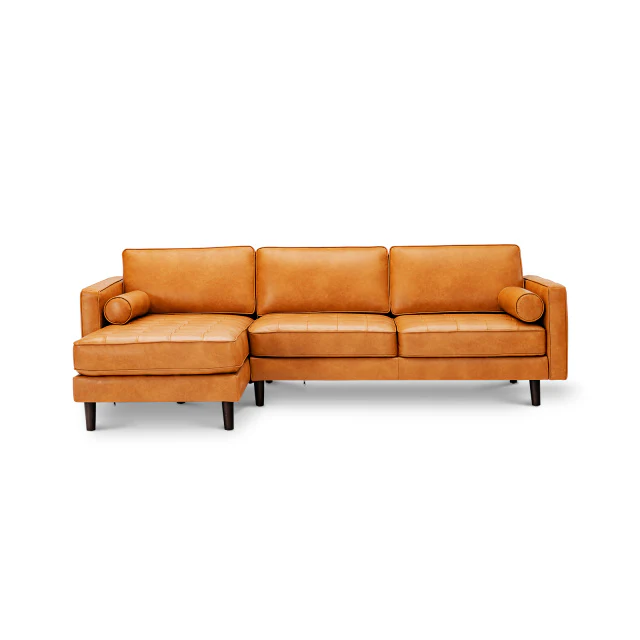 4-Piece Home Furniture Set with 2 Swivel Bar Stools Kitchen Sideboard Sectional Sofa & Glass Coffee Table - Image 3