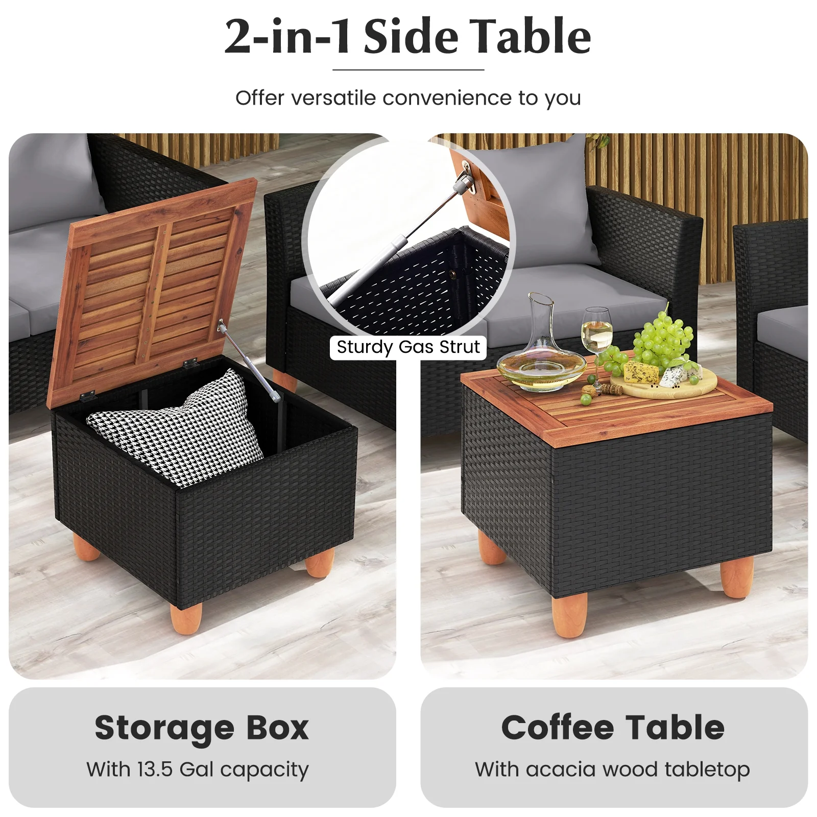4 Piece Outdoor Conversation Set, With Storage Coffee Table, Gray - Image 8