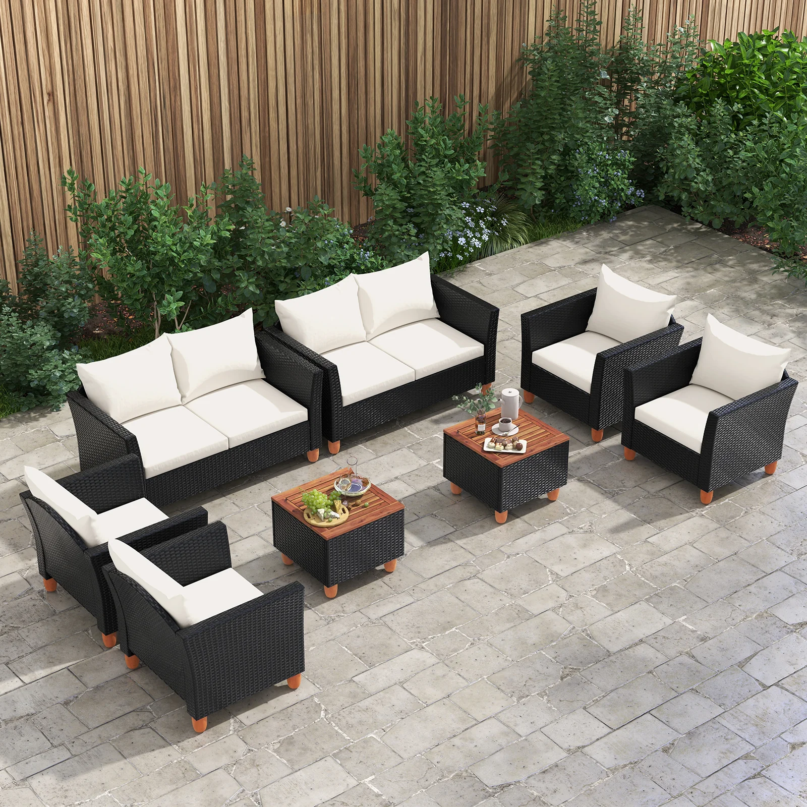 4 Piece Outdoor Conversation Set, With Storage Coffee Table, White - Image 3