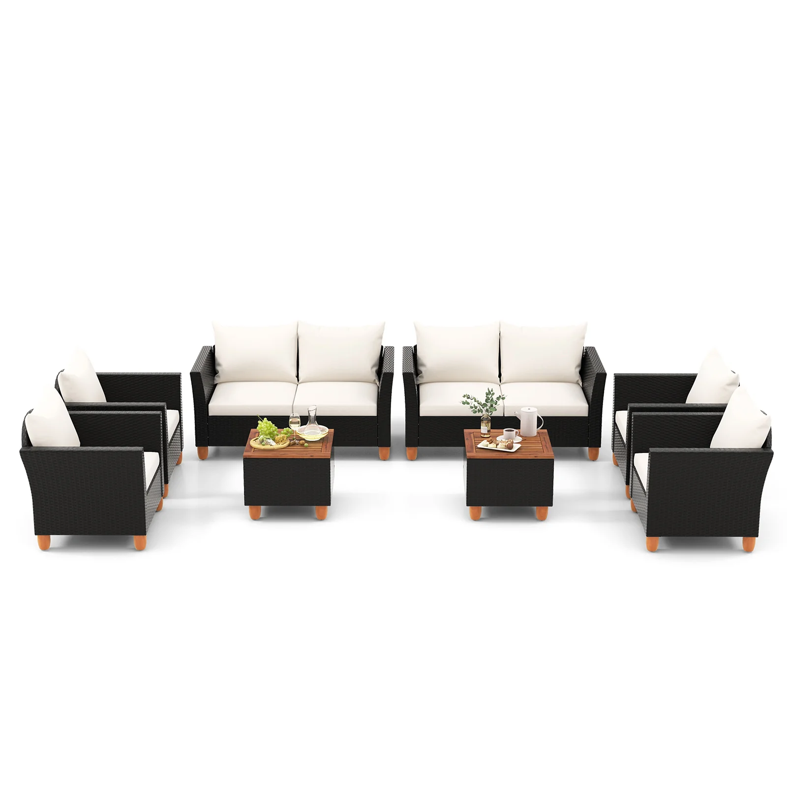 4 Piece Outdoor Conversation Set, With Storage Coffee Table, White - Image 5