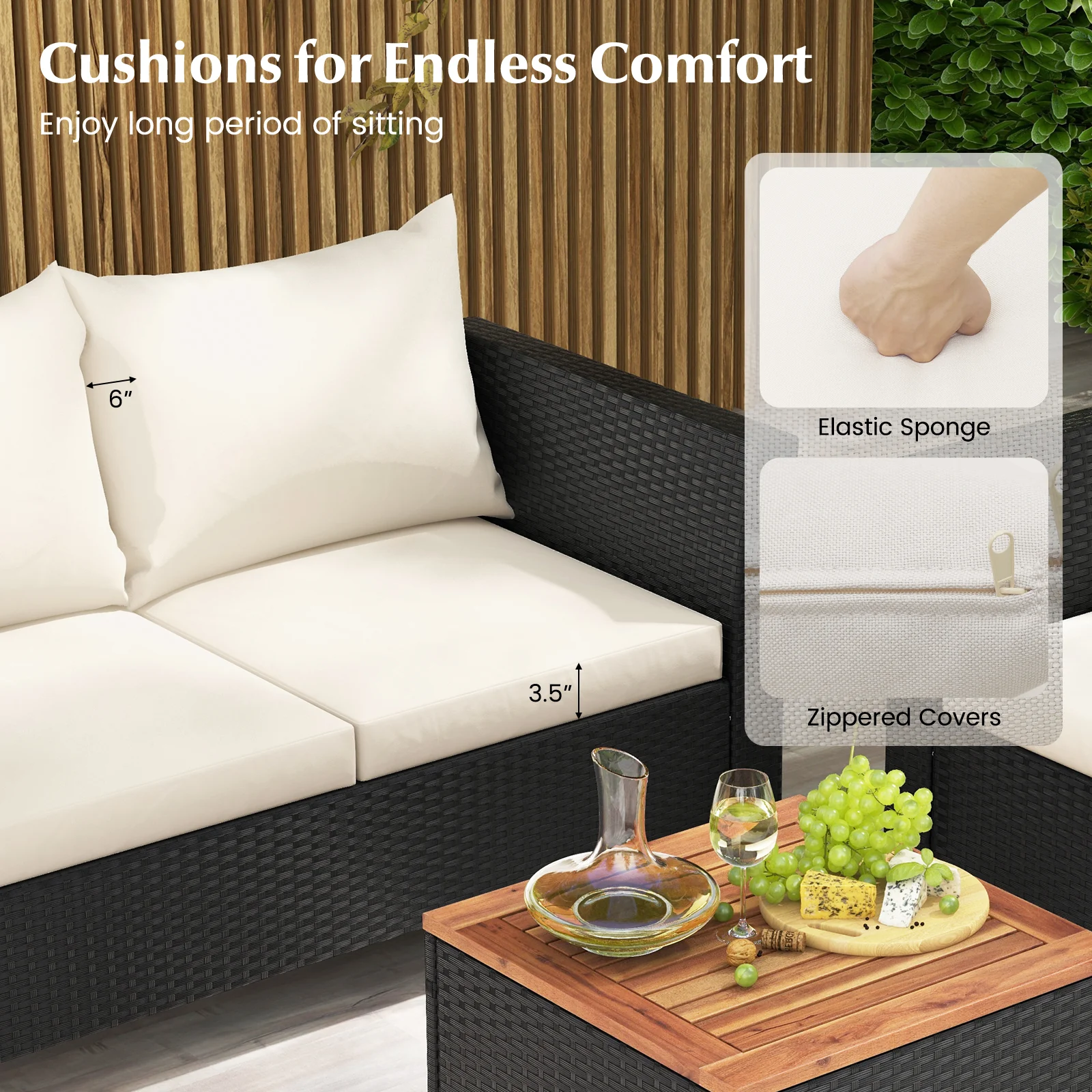 4 Piece Outdoor Conversation Set, With Storage Coffee Table, White - Image 8