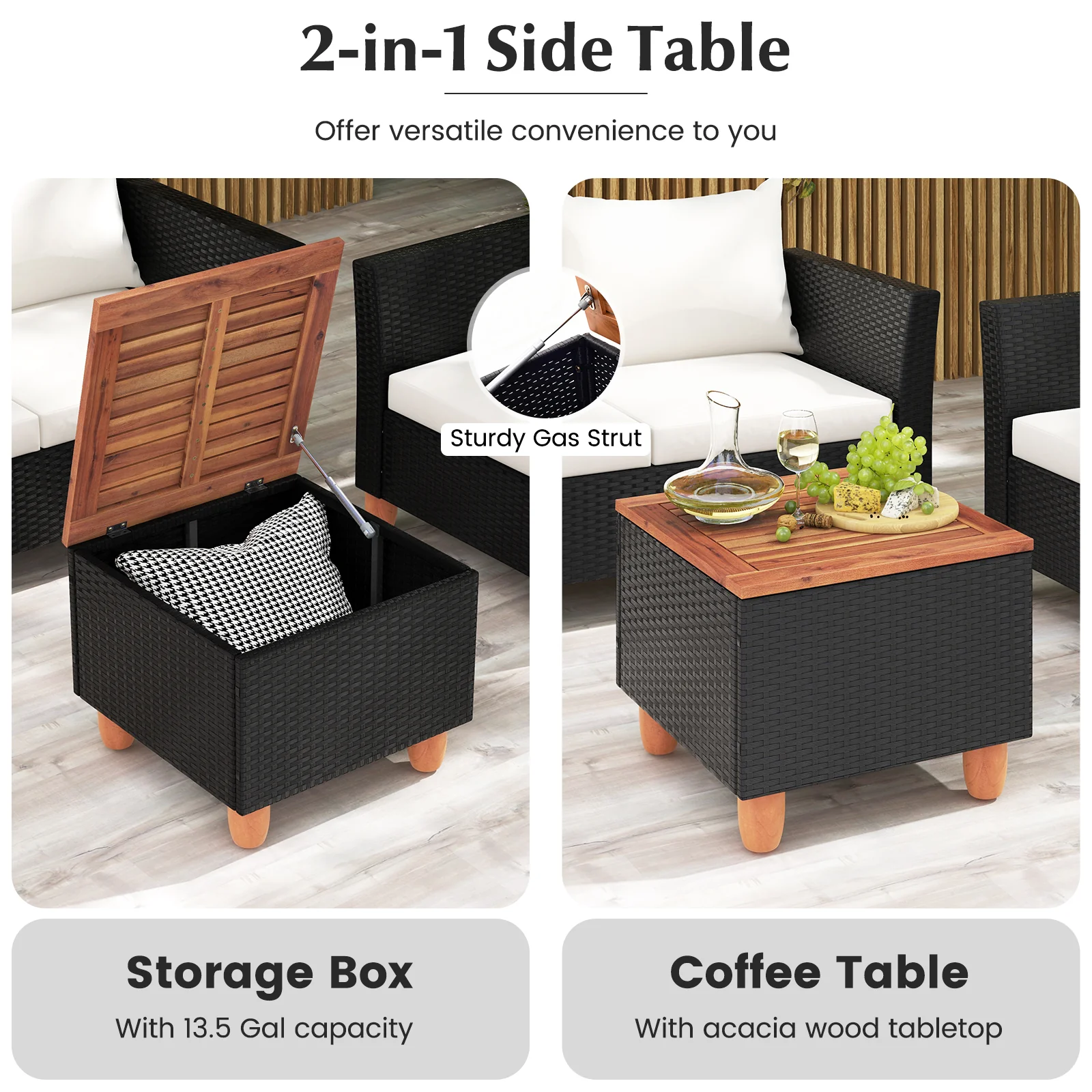 4 Piece Outdoor Conversation Set, With Storage Coffee Table, White - Image 9