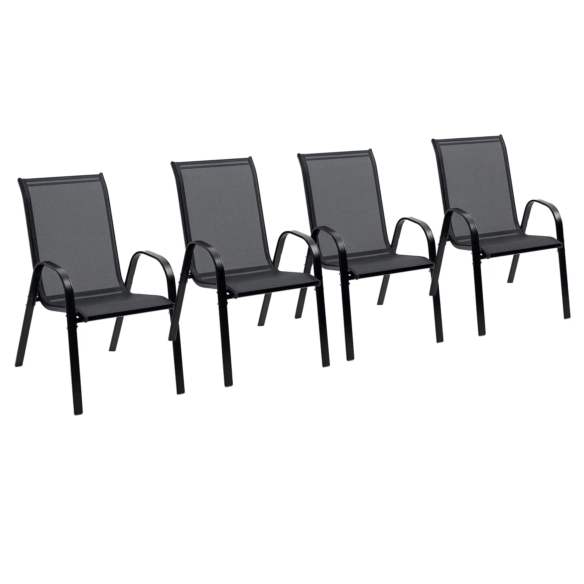 4-Piece Outdoor Dining Chair With Armrests, Black - Image 11