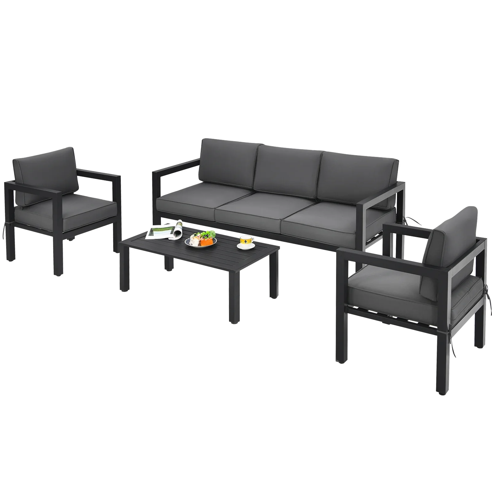 4 Piece Outdoor Furniture Set, Gray