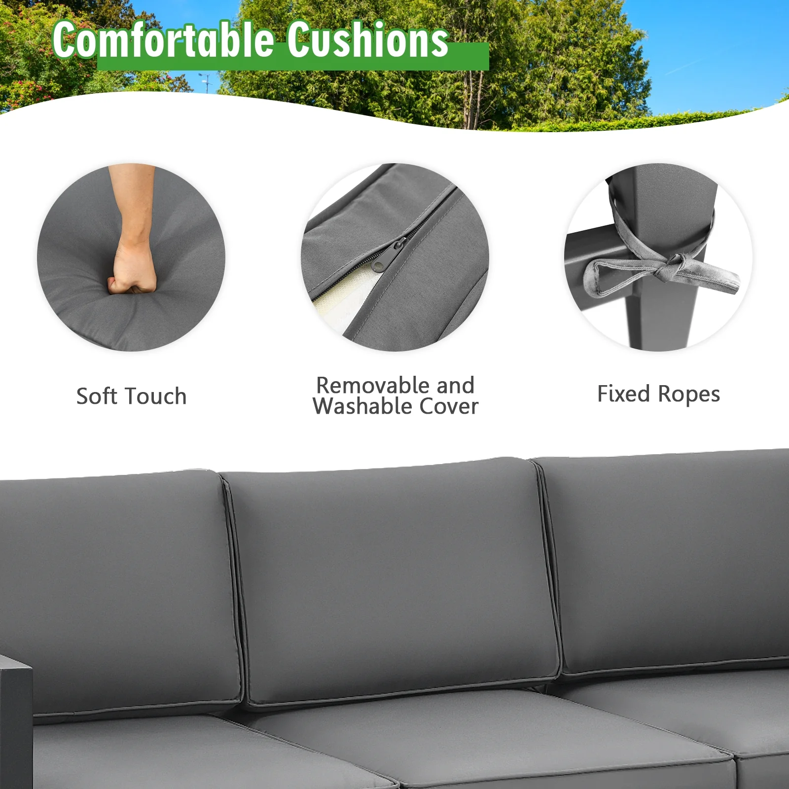 4 Piece Outdoor Furniture Set, Gray - Image 6