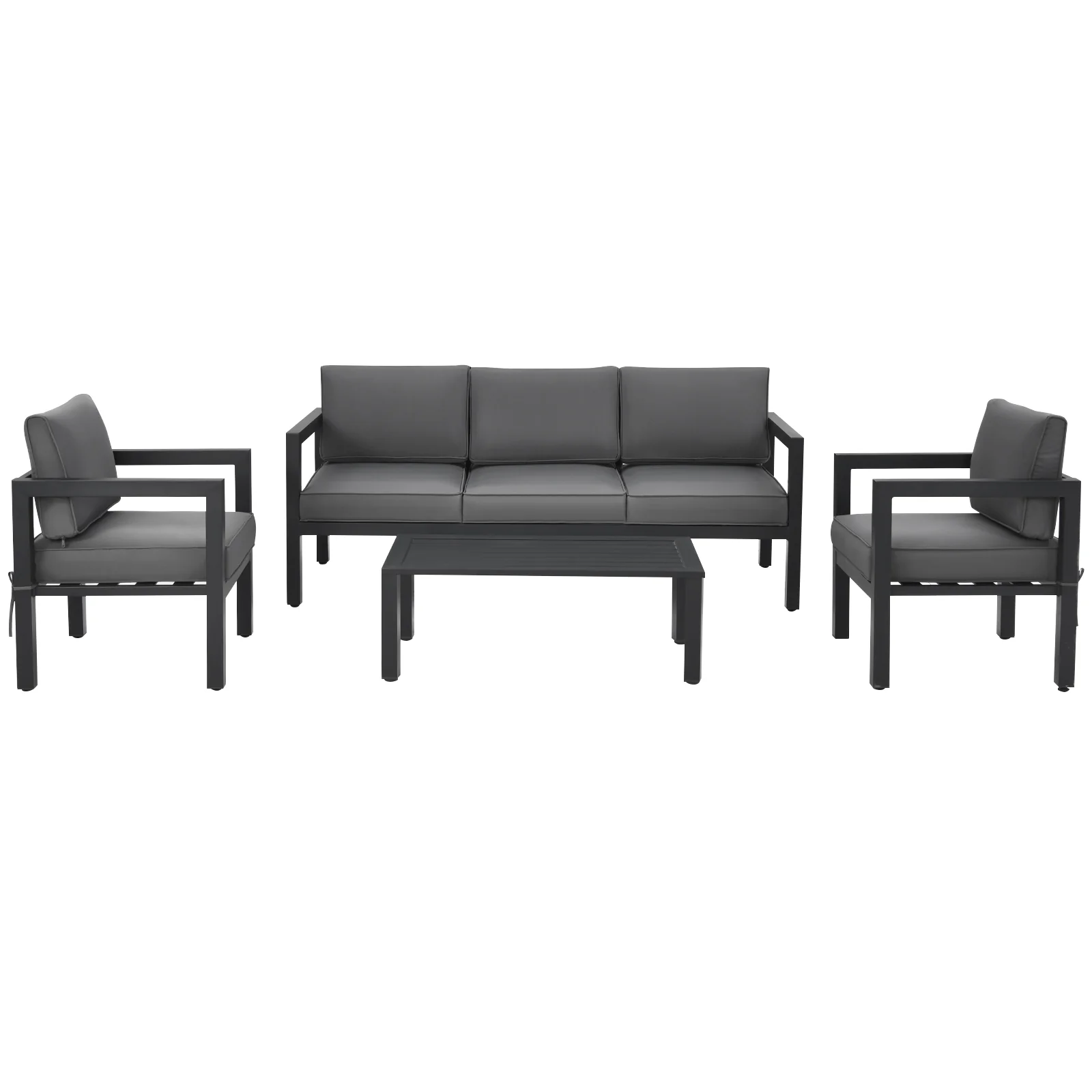 4 Piece Outdoor Furniture Set, Gray - Image 9