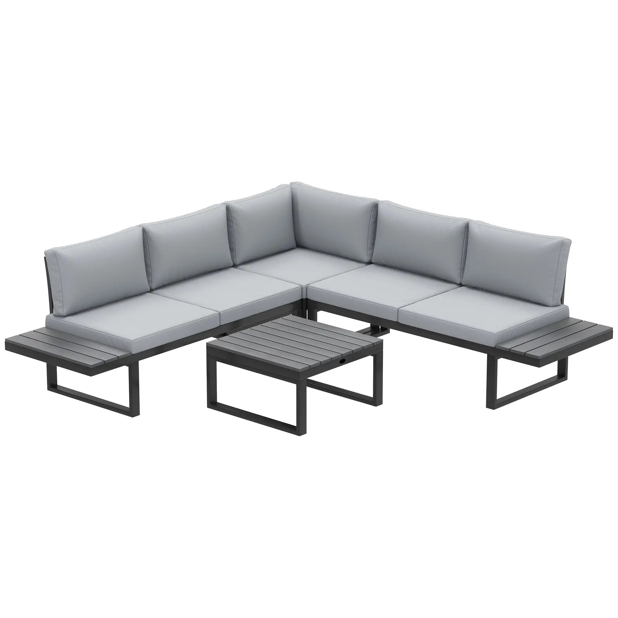 4 Piece Outdoor Patio Furniture Set, 5 Level Reclining Garden Corner Sofa