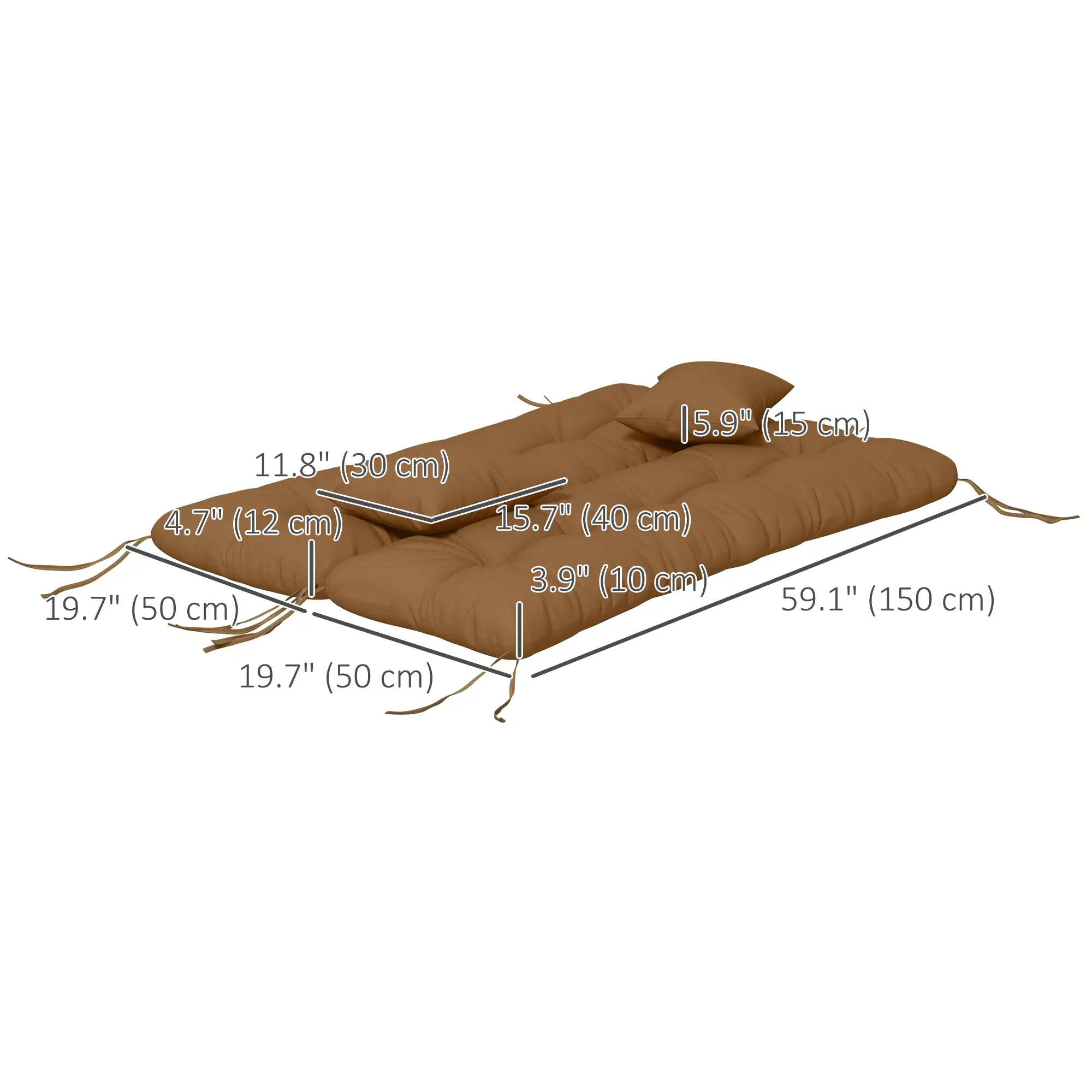4-Piece Patio Chair Cushion Set, Back and Seat Pillows, Tan - Image 3