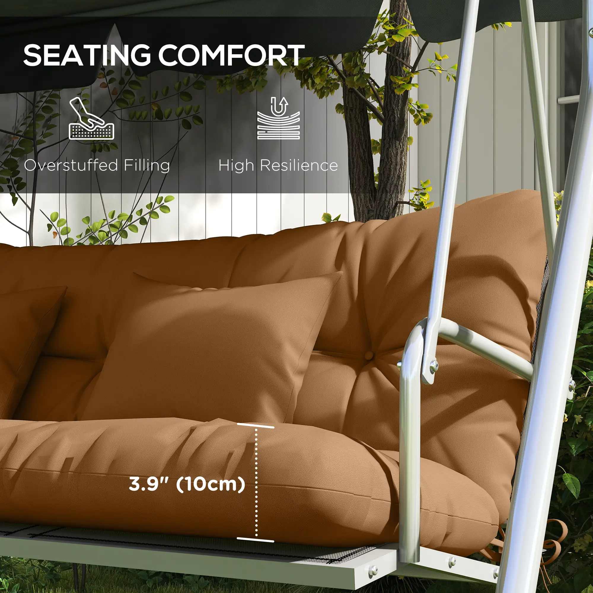 4-Piece Patio Chair Cushion Set, Back and Seat Pillows, Tan - Image 6