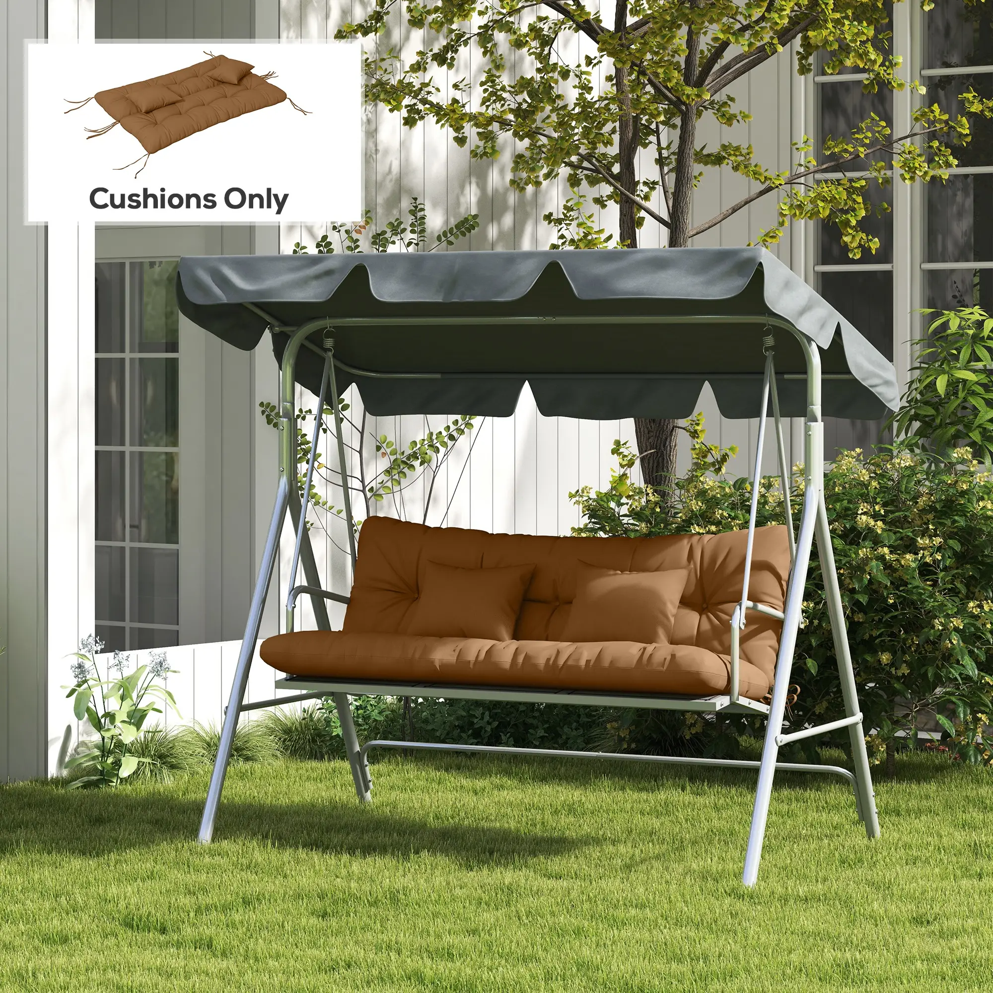 4-Piece Patio Chair Cushion Set, Back and Seat Pillows, Tan - Image 8