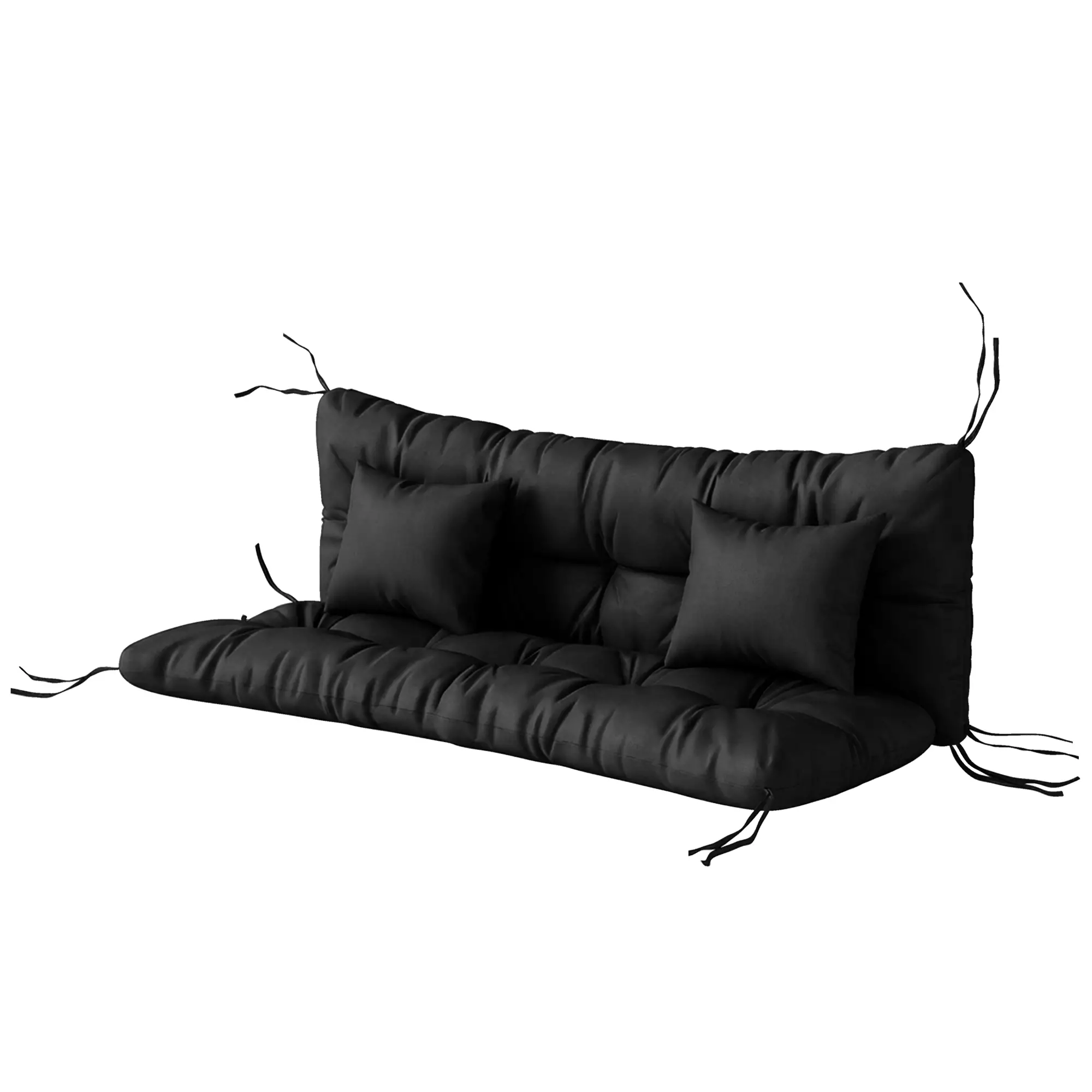 4-Piece Patio Chair Cushion Set, With Ties, Black