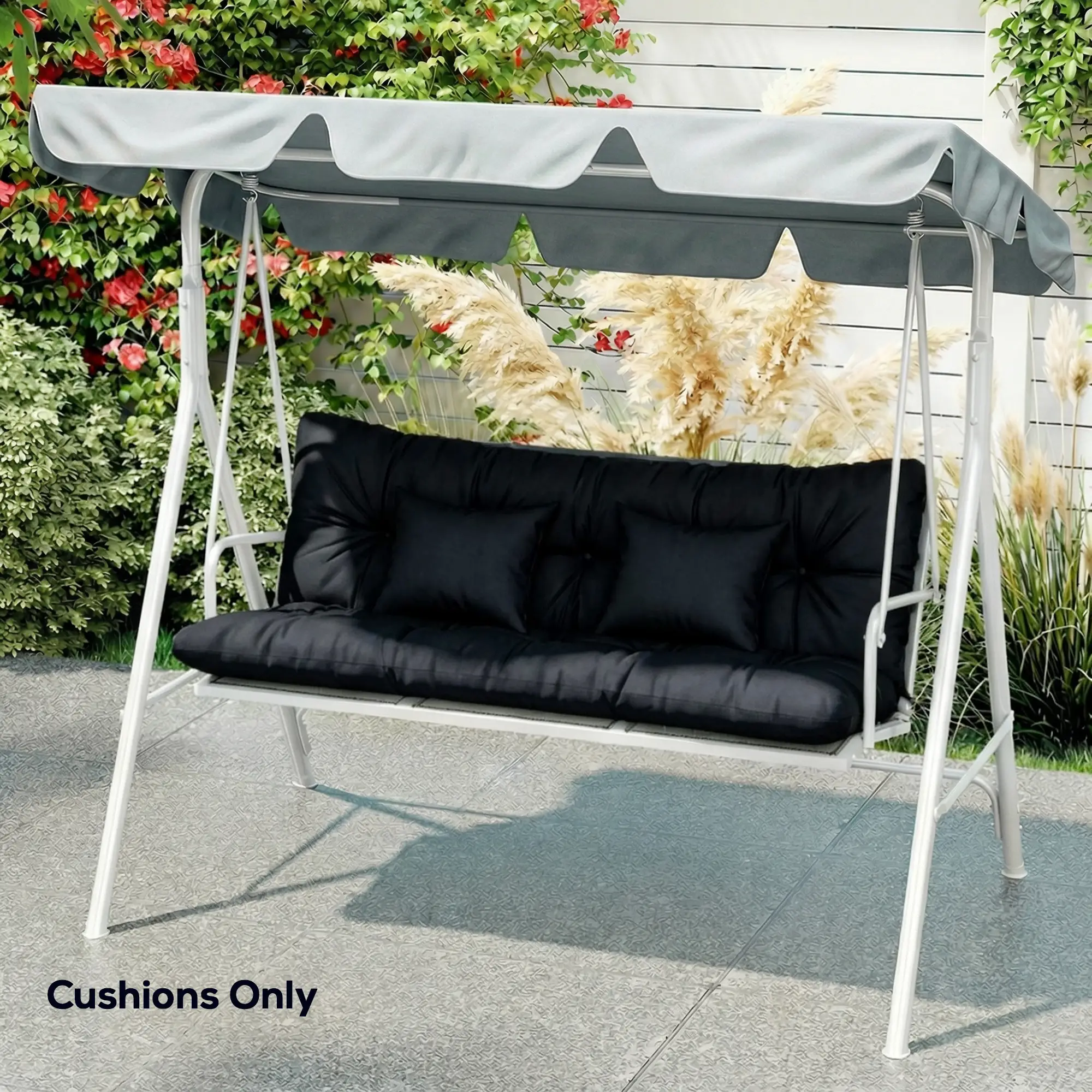 4-Piece Patio Chair Cushion Set, With Ties, Black - Image 10