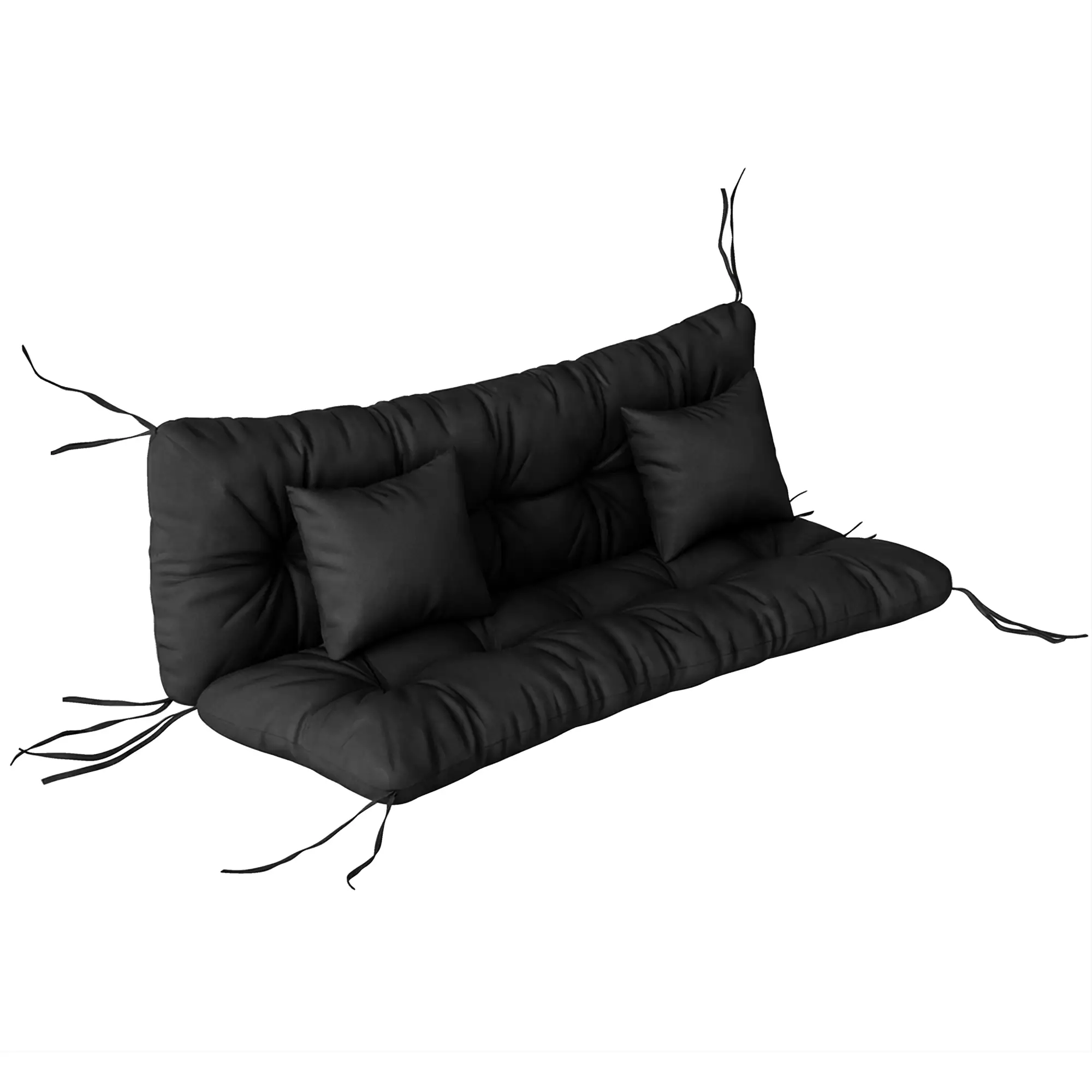 4-Piece Patio Chair Cushion Set, With Ties, Black - Image 11
