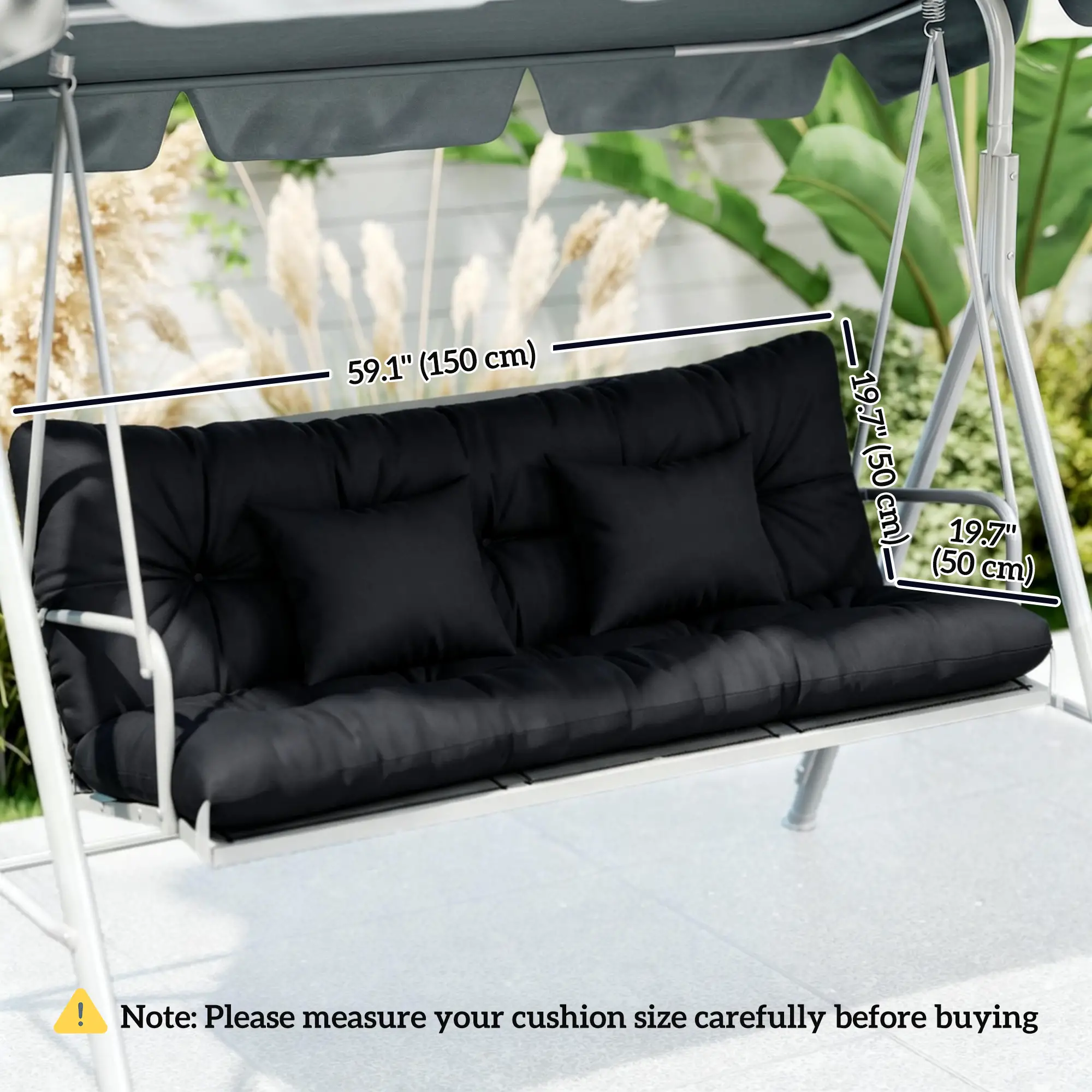 4-Piece Patio Chair Cushion Set, With Ties, Black - Image 3