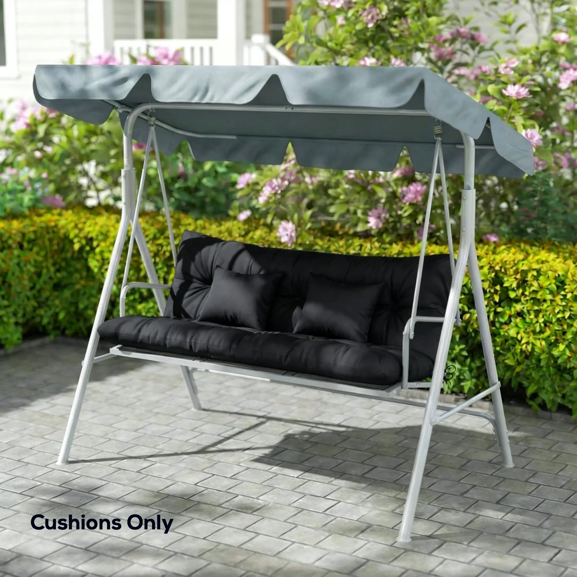 4-Piece Patio Chair Cushion Set, With Ties, Black - Image 7