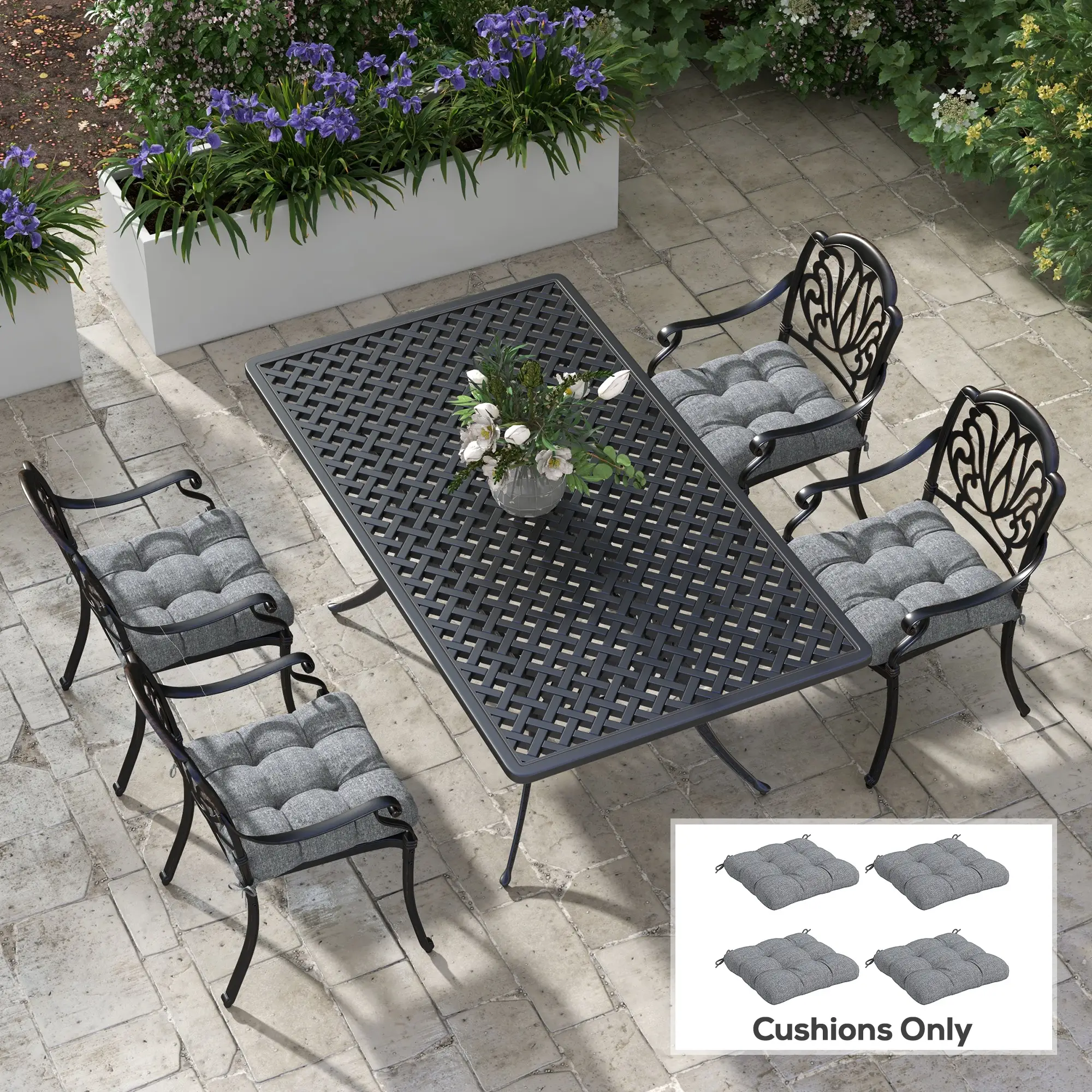 4-Piece Patio Chair Cushion Set, Indoor Outdoor Replacement Pillows - Image 2