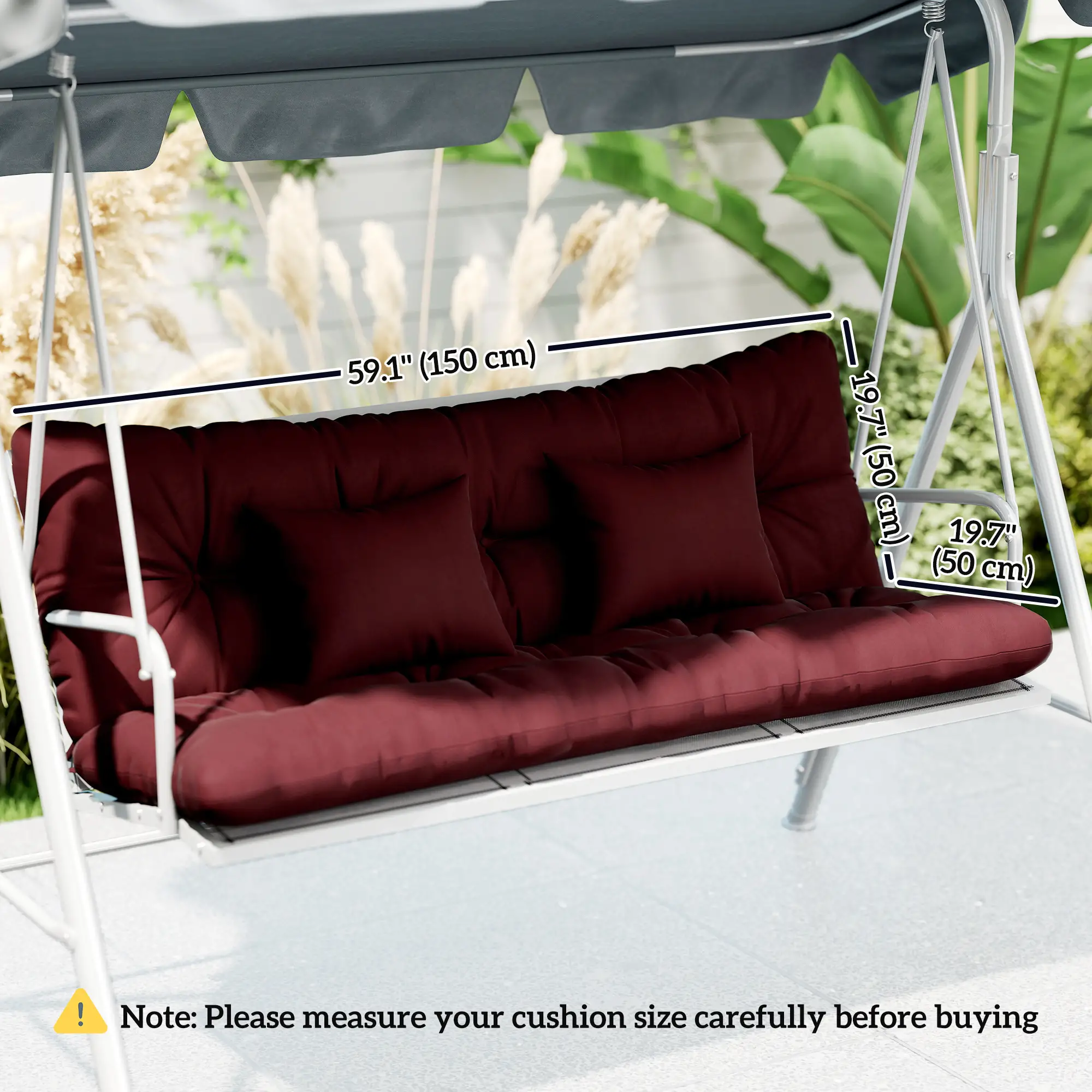 4-Piece Patio Chair Cushion Set, With Ties, Wine Red - Image 3